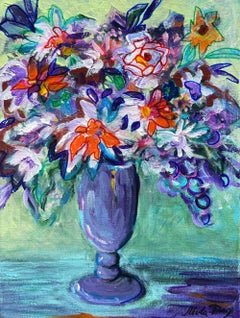 "Flores en un jarrón morado" Cuadro original de  Liudmila Shabazova
