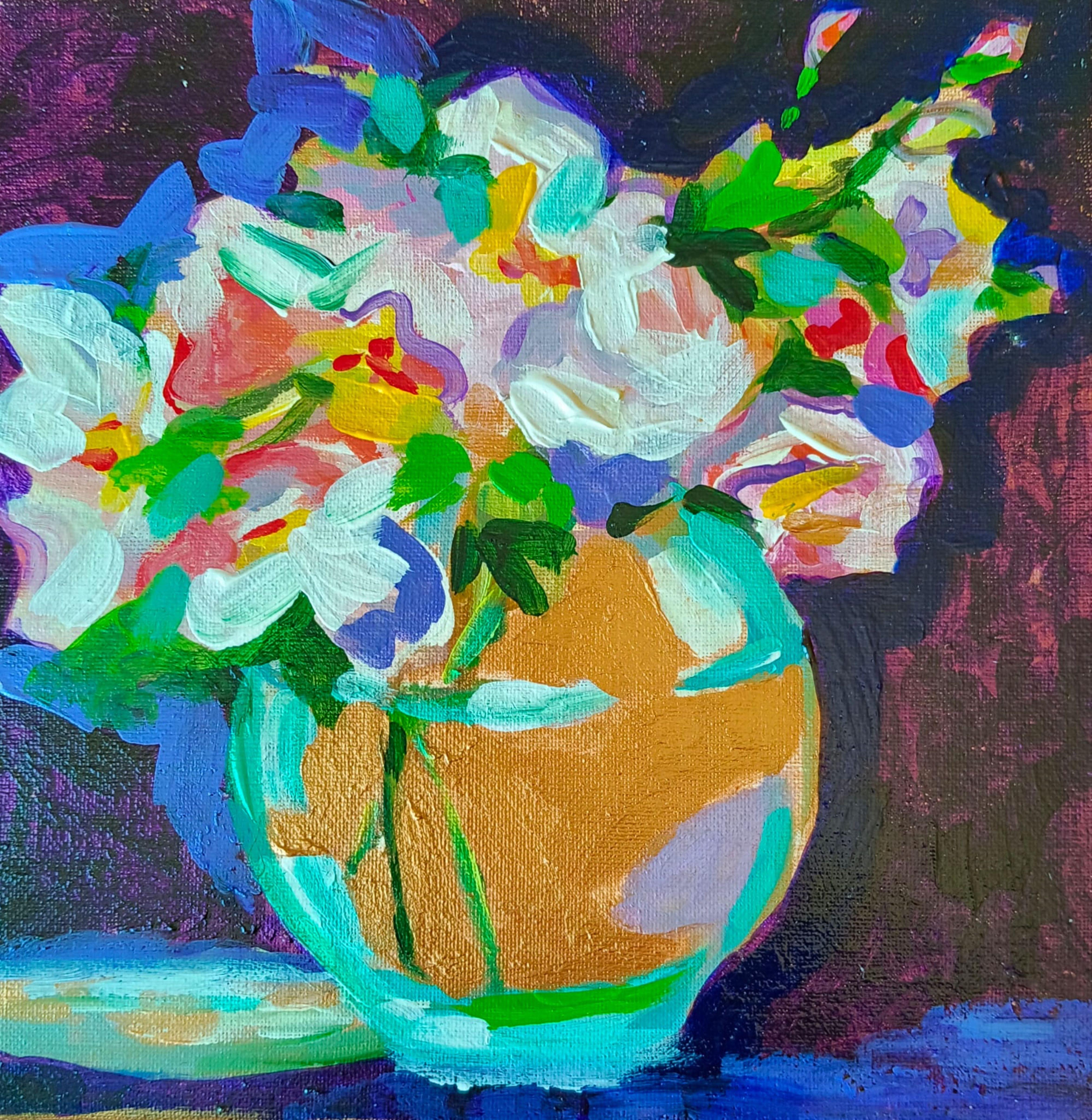 Still-Life Painting de Liudmila Shabazova  - Flowers. Indigo