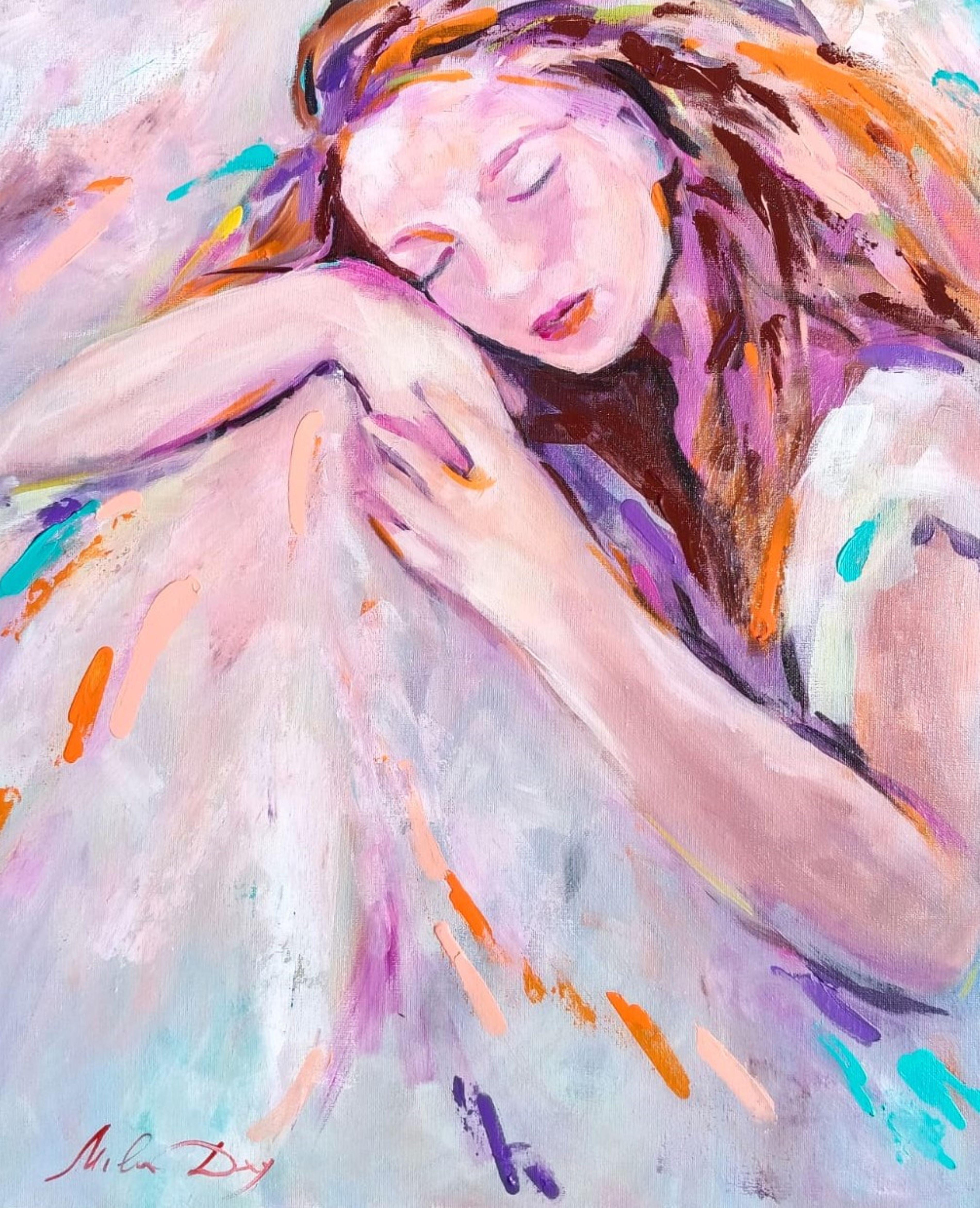 In rosa Licht. (Pink), Figurative Painting, von Liudmila Shabazova 