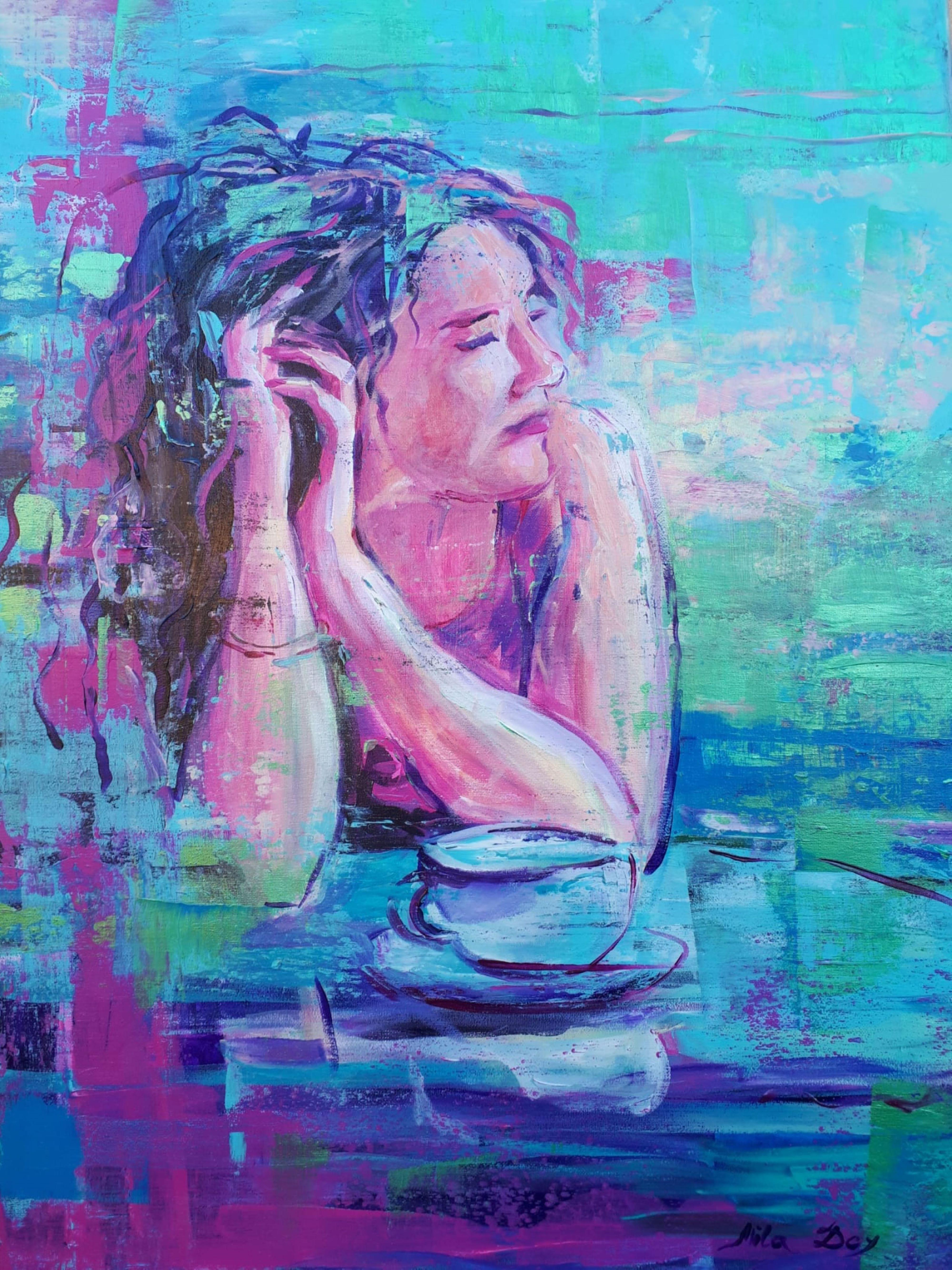 Figurative Painting di Liudmila Shabazova  - "Mattina in un caffè", quadro originale
