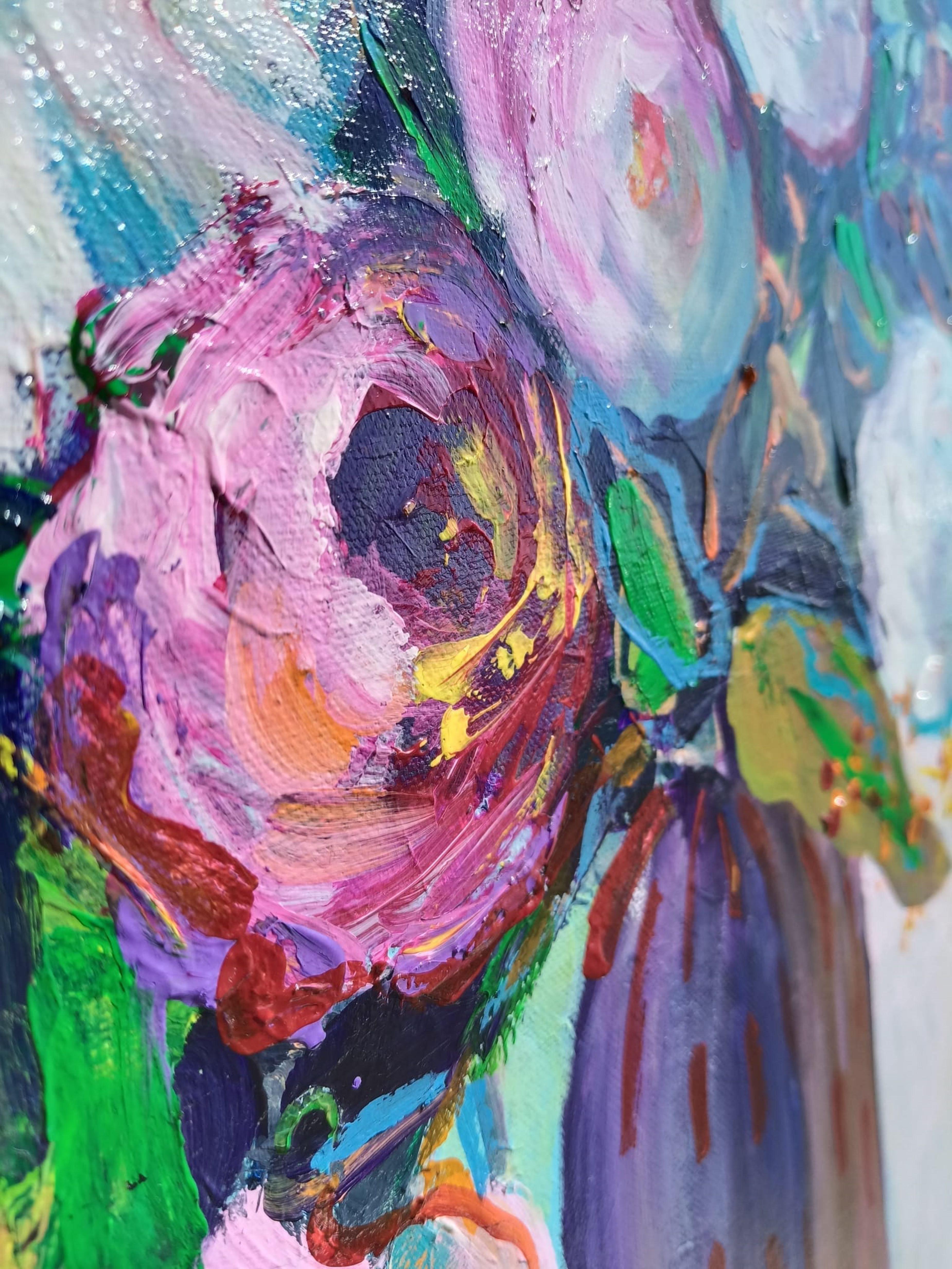 Rosen √ 3 (Grau), Still-Life Painting, von Liudmila Shabazova 