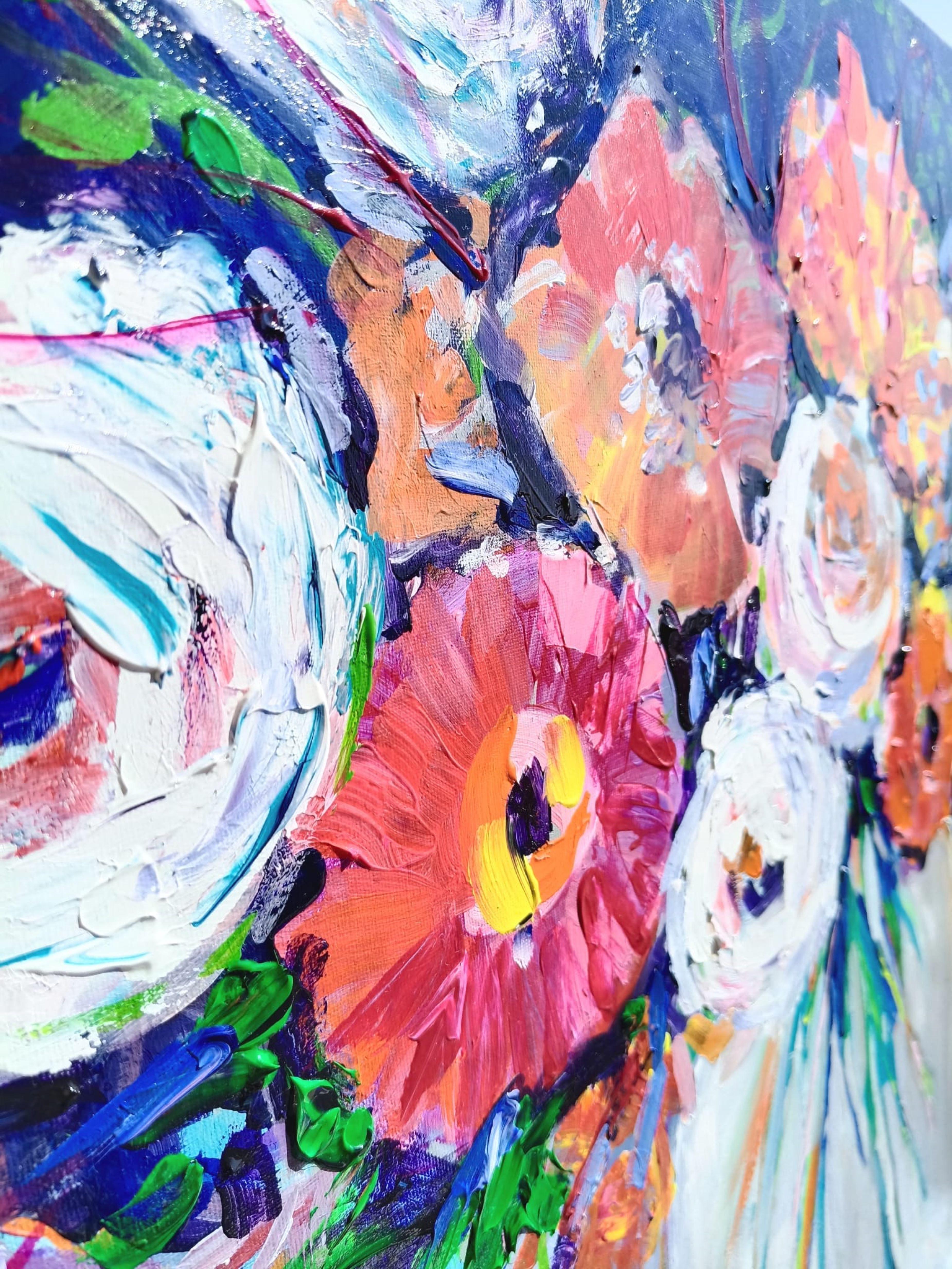 Rosen und Gerbera. (Impressionismus), Painting, von Liudmila Shabazova 