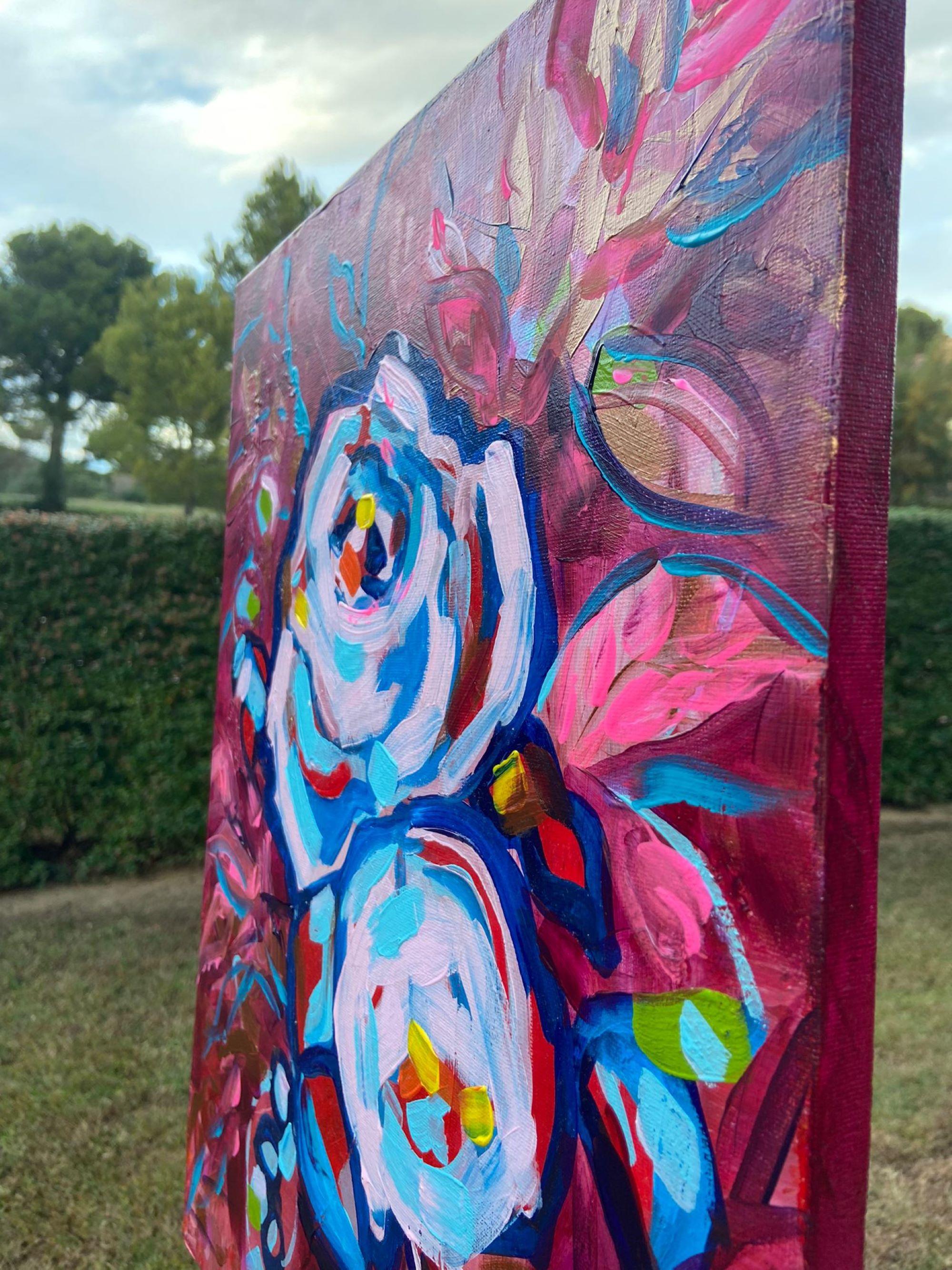 Roses in wine, Original painting by  Liudmila Shabazova - Painting by Liudmila Shabazova 