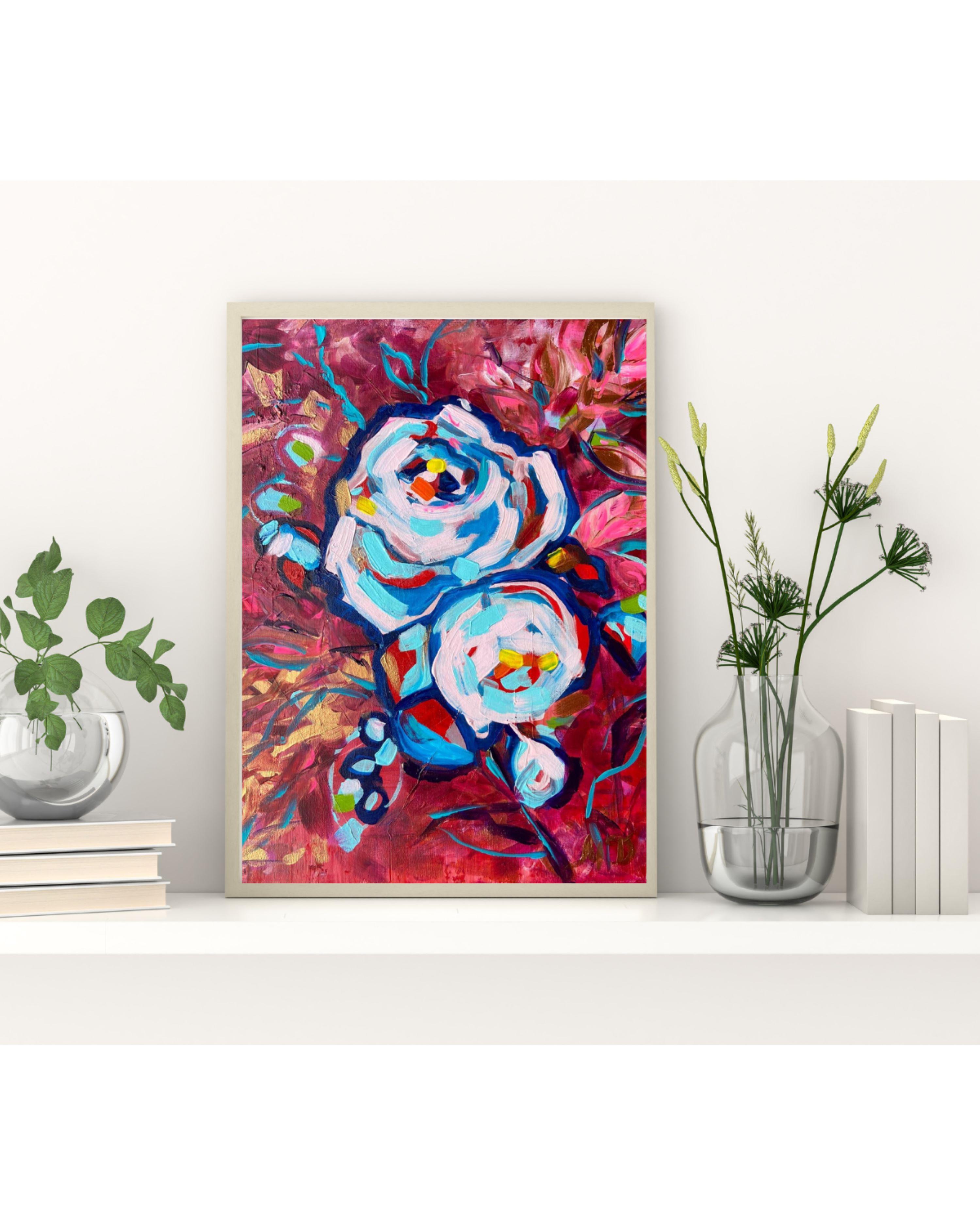 Roses in wine, Original painting by  Liudmila Shabazova For Sale 2