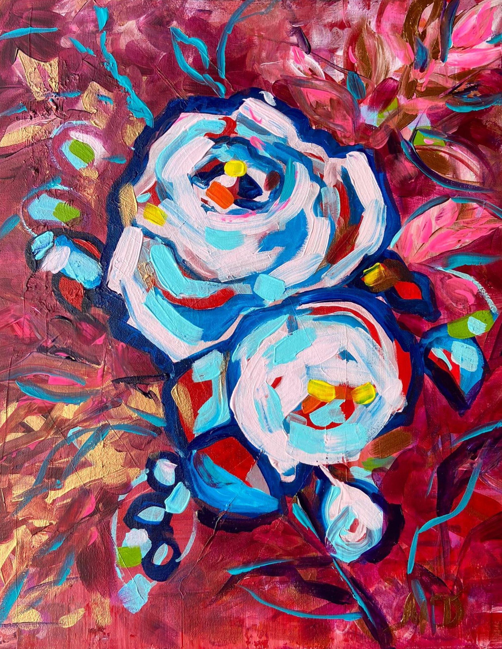 Roses in wine, Original painting by  Liudmila Shabazova