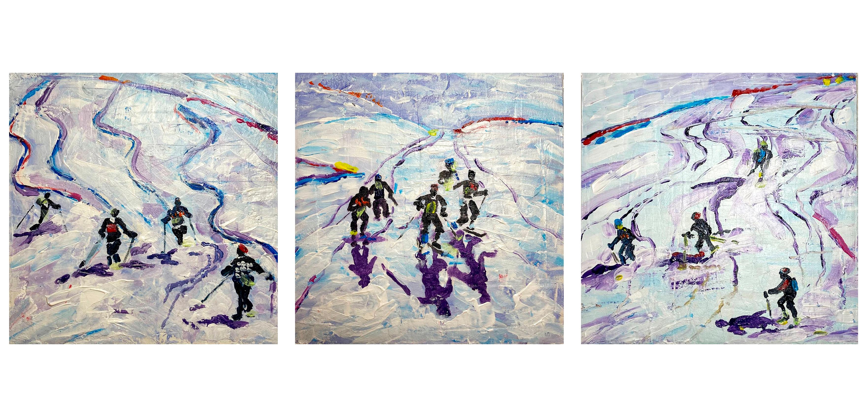 "Snow. "The art object consists of three small paintings.