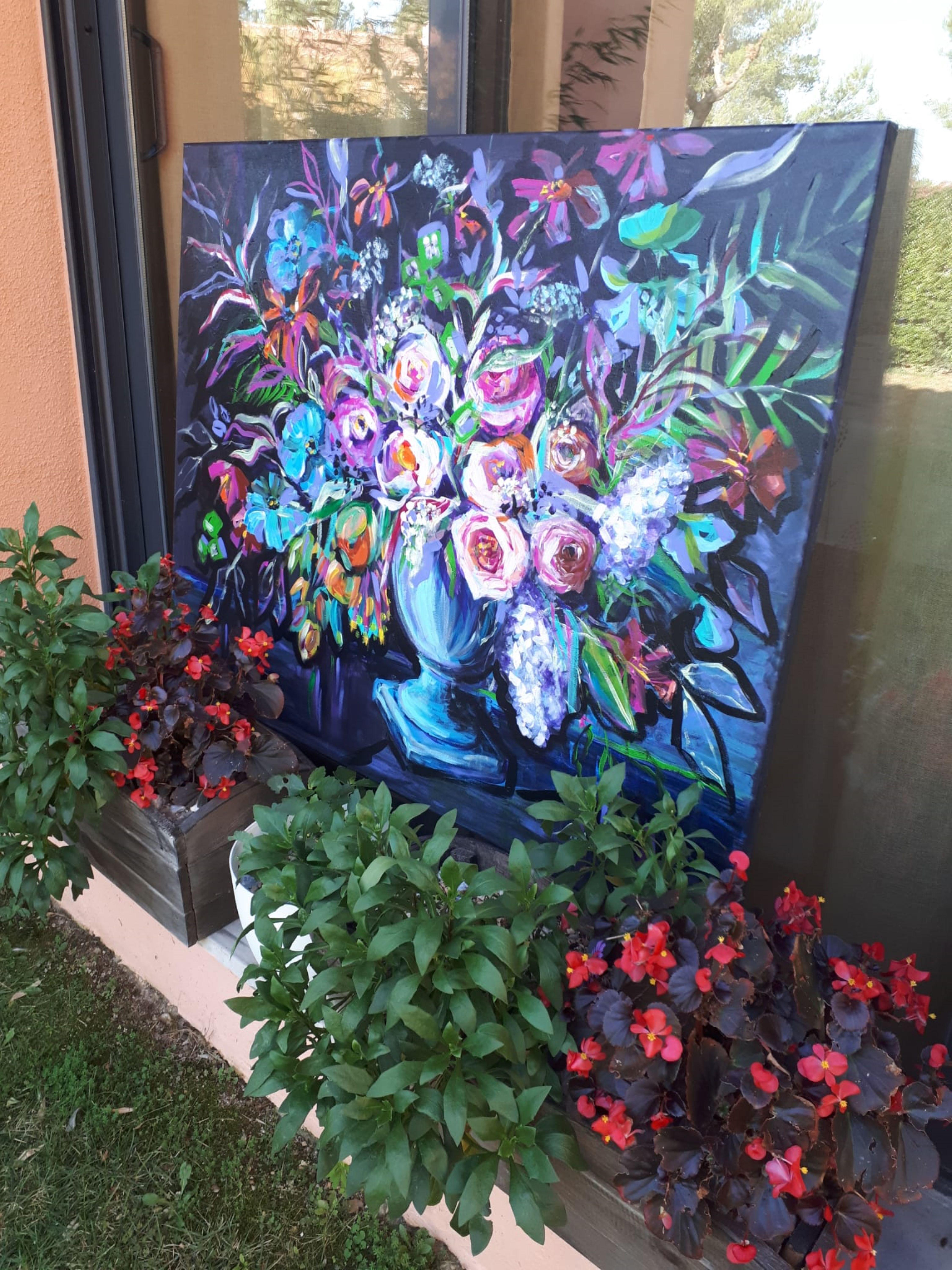 Naturaleza muerta en un jarrón antiguo. Floral  pintura original en venta 1