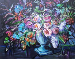 Still life in an antique vase. Floral  original painting