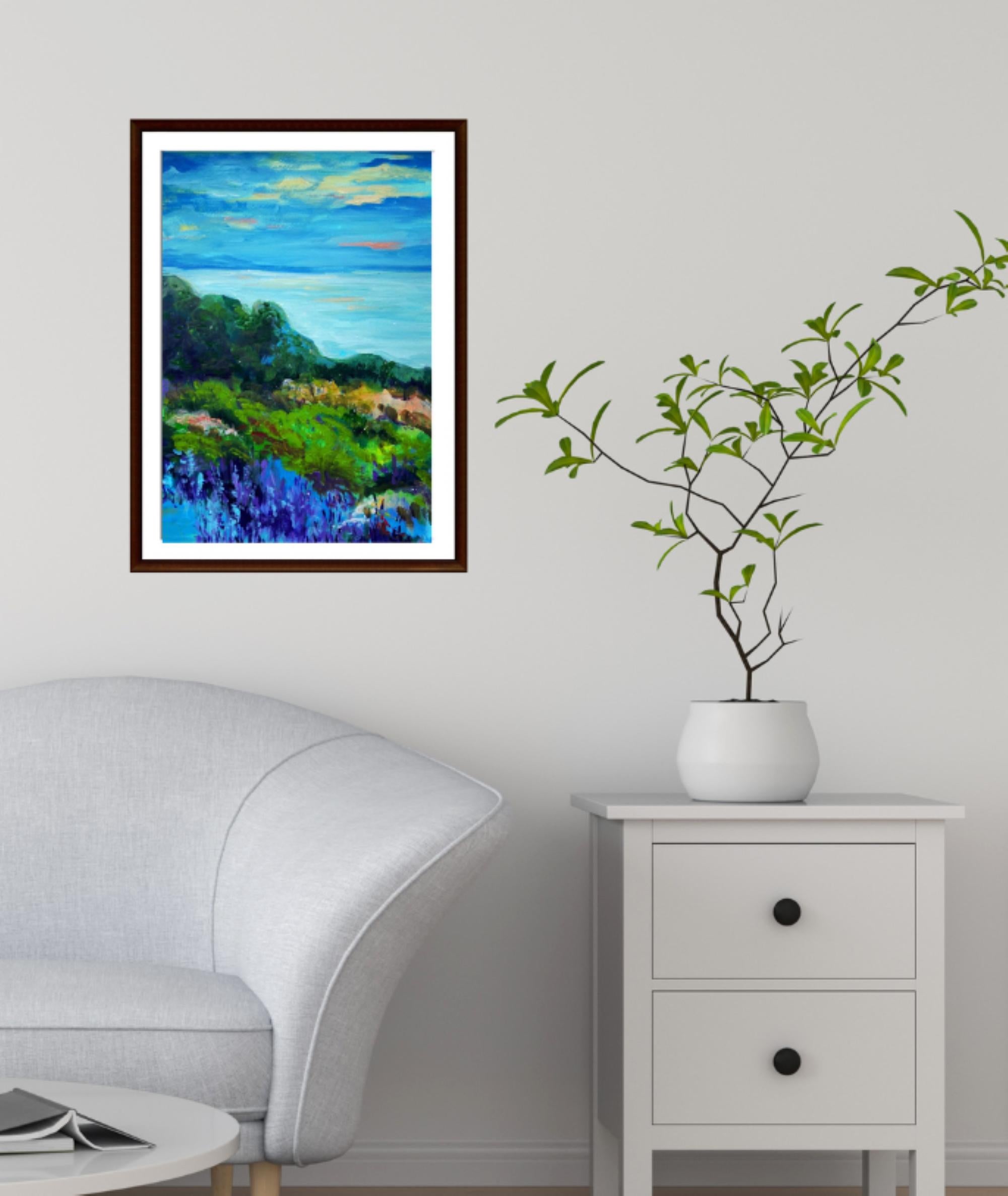 Tarde de verano. Pintura original de la artista española Liudmila Shabazova - Interior Painting Azul de Liudmila Shabazova 