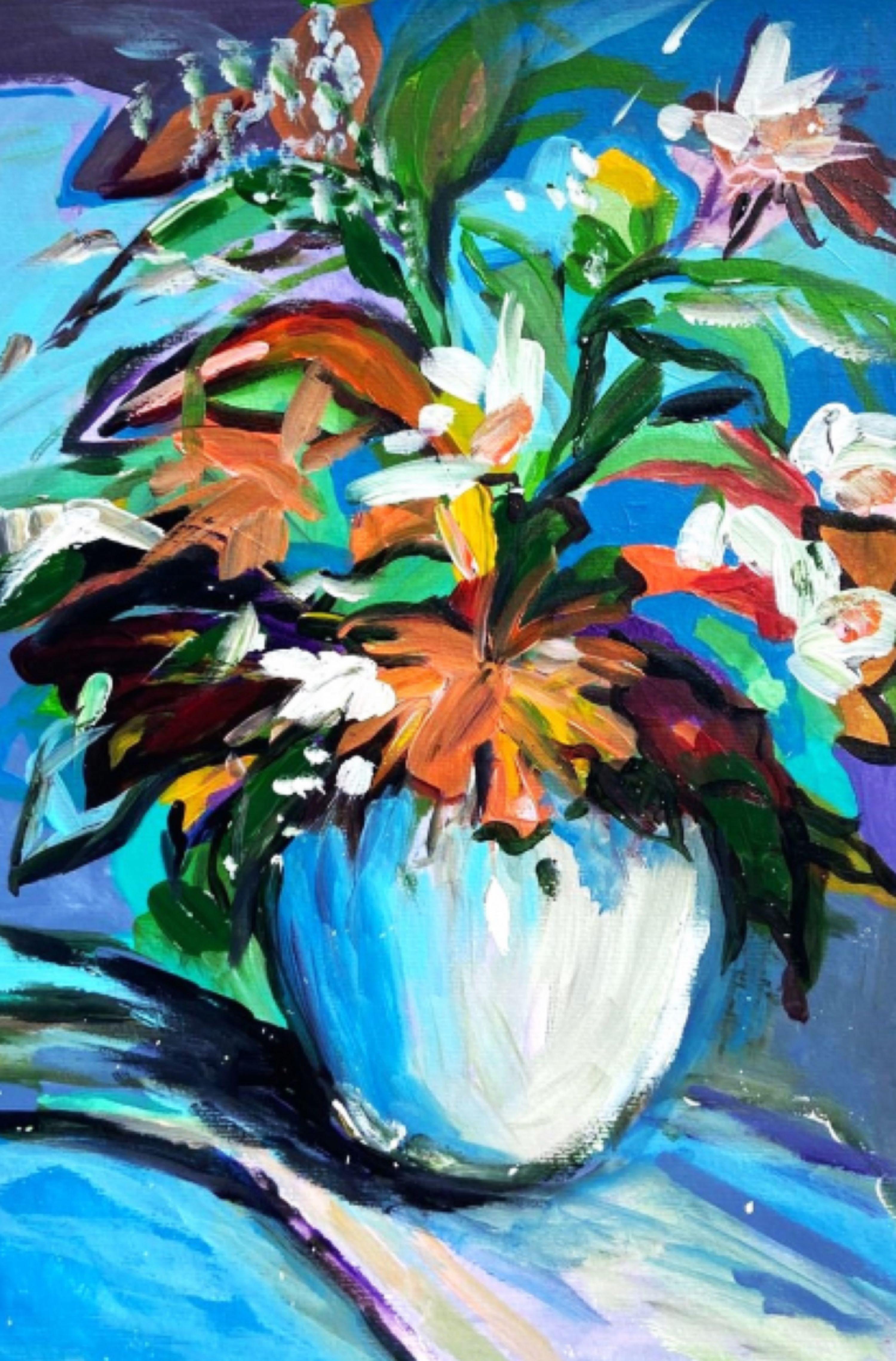 « Symphonie », peinture originale de  Liudmila Shabazova - Bleu Still-Life Painting par Liudmila Shabazova 