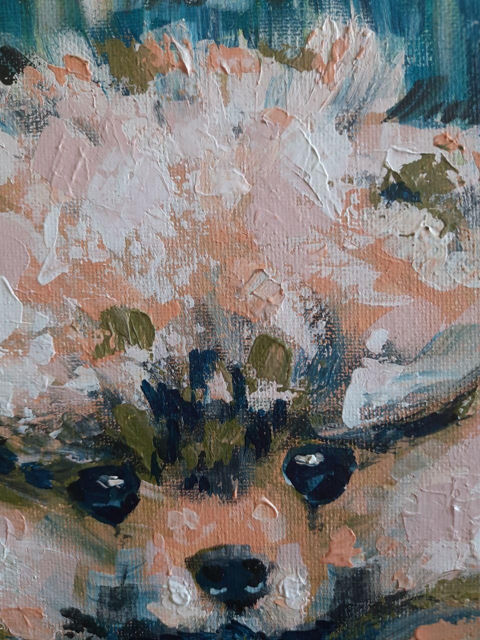 Üppiger Charme (Grau), Animal Painting, von Liudmyla Panchylova