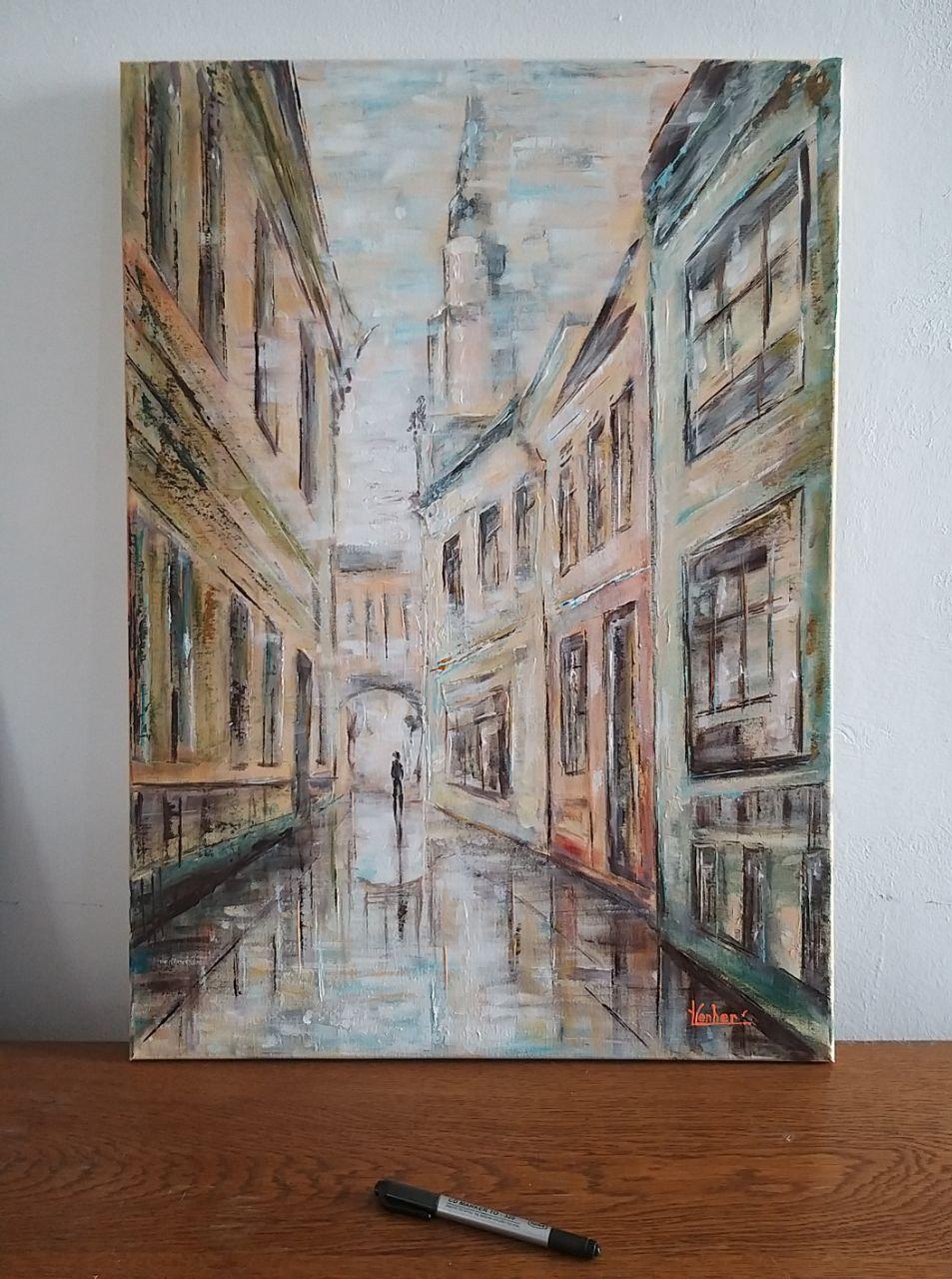 Morgen in der Stadt – Painting von Liudmyla Panchylova