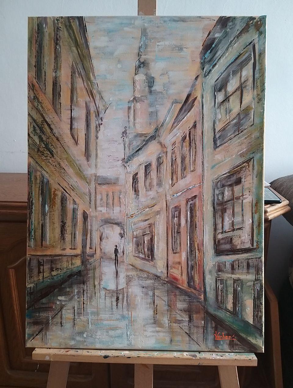 Morgen in der Stadt (Impressionismus), Painting, von Liudmyla Panchylova