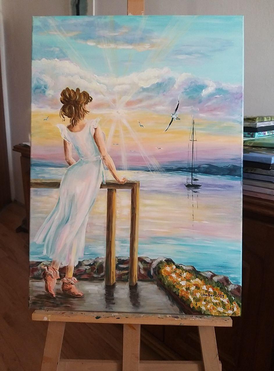Das Warten vom Meer aus – Painting von Liudmyla Panchylova