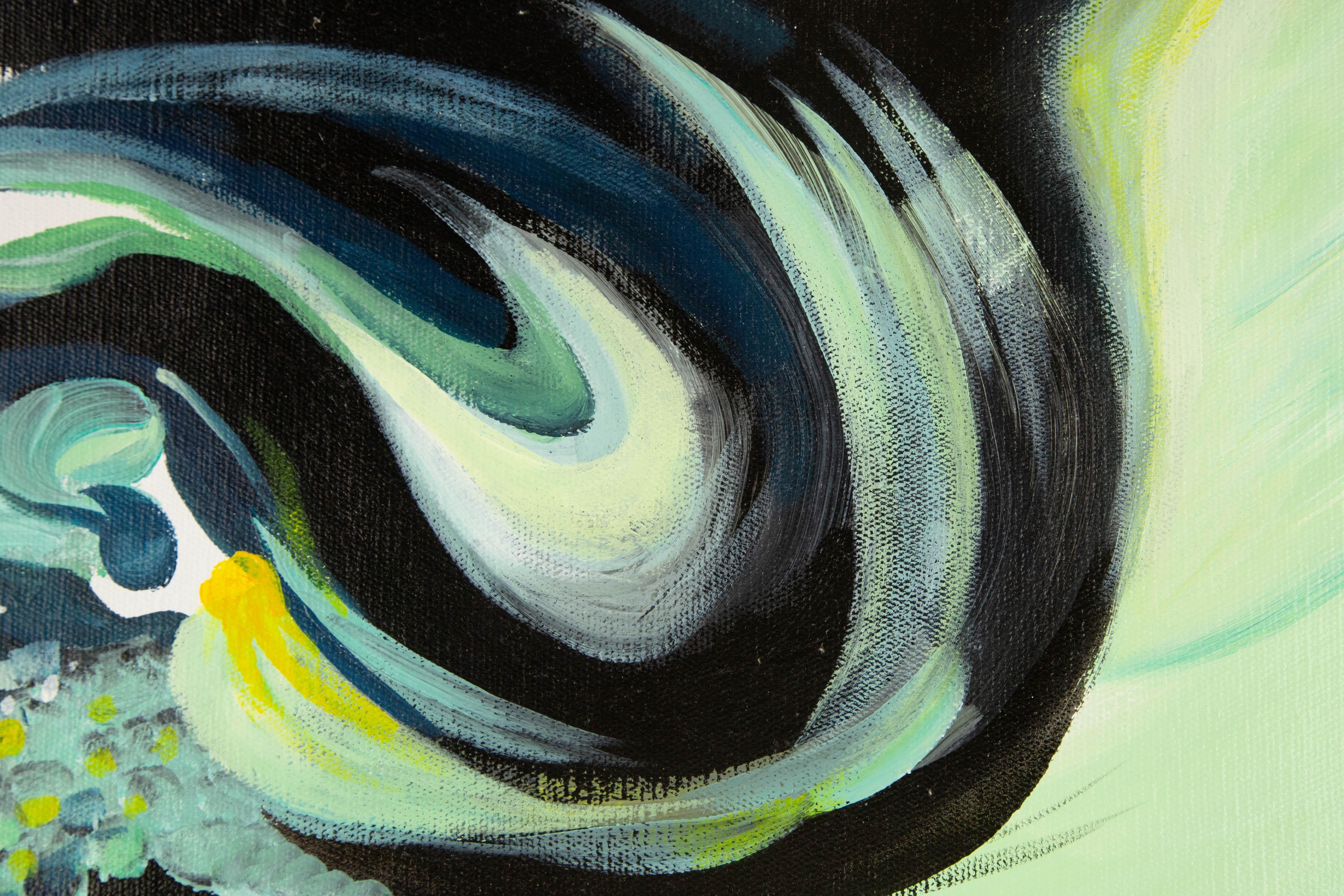 Title: Rhythm
 Medium: Oil on canvas
 Size: 19 x 23 inches
 Frame: Framing options available!
 Condition: The painting appears to be in excellent condition.
 Note: This painting is unstretched
 Year: 2016
 Artist: LiuHua Song
 Signature: Signed
