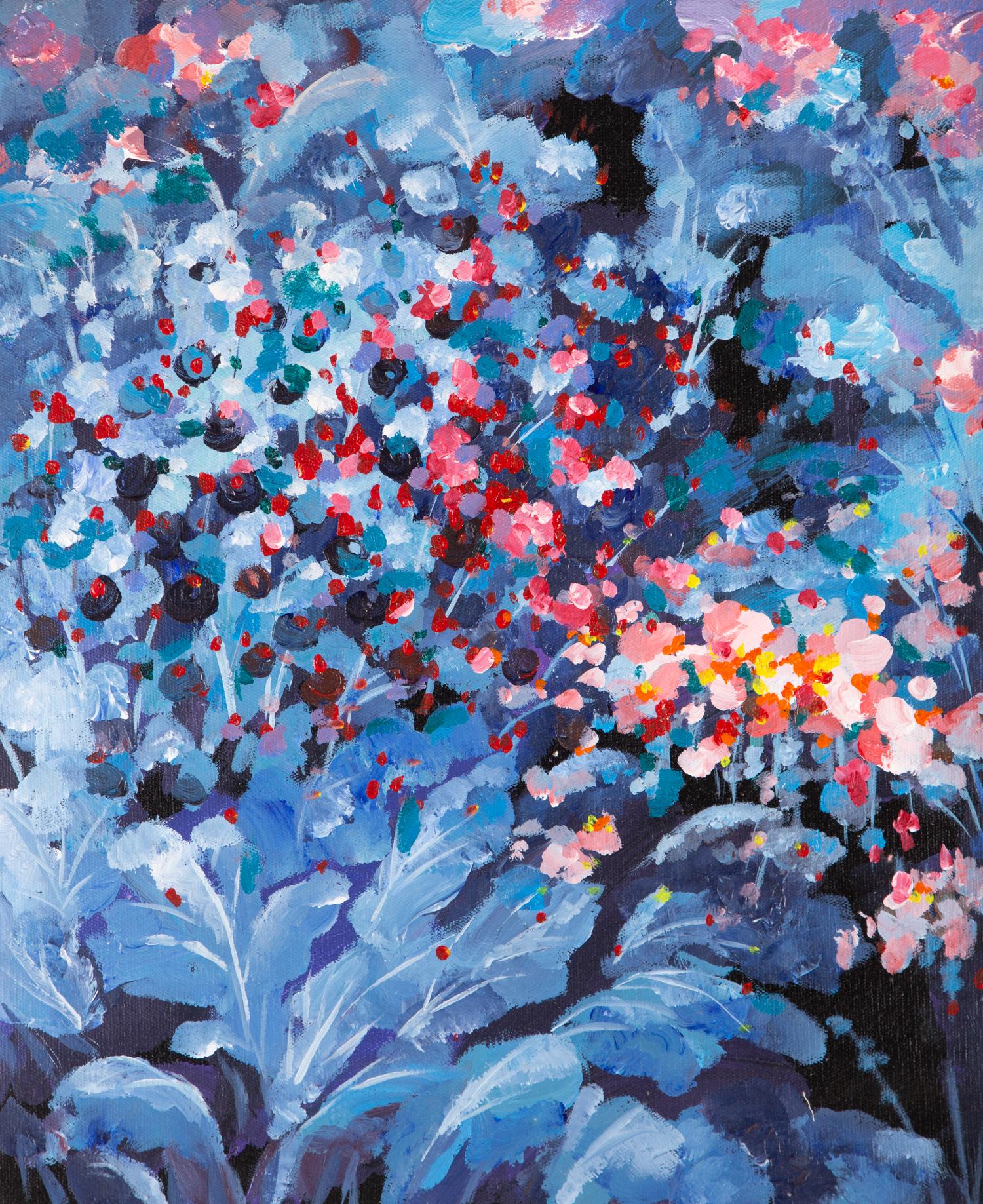  Titel: Blüte
 Medium: Öl auf Leinwand
 Größe: 19,5 x 23,75 Zoll
 Rahmen: Einrahmungsmöglichkeiten vorhanden!
 Alter: 2000er Jahre
 Zustand: Das Gemälde scheint in ausgezeichnetem Zustand zu sein.
 Hinweis: Dieses Gemälde ist nicht aufgespannt.
