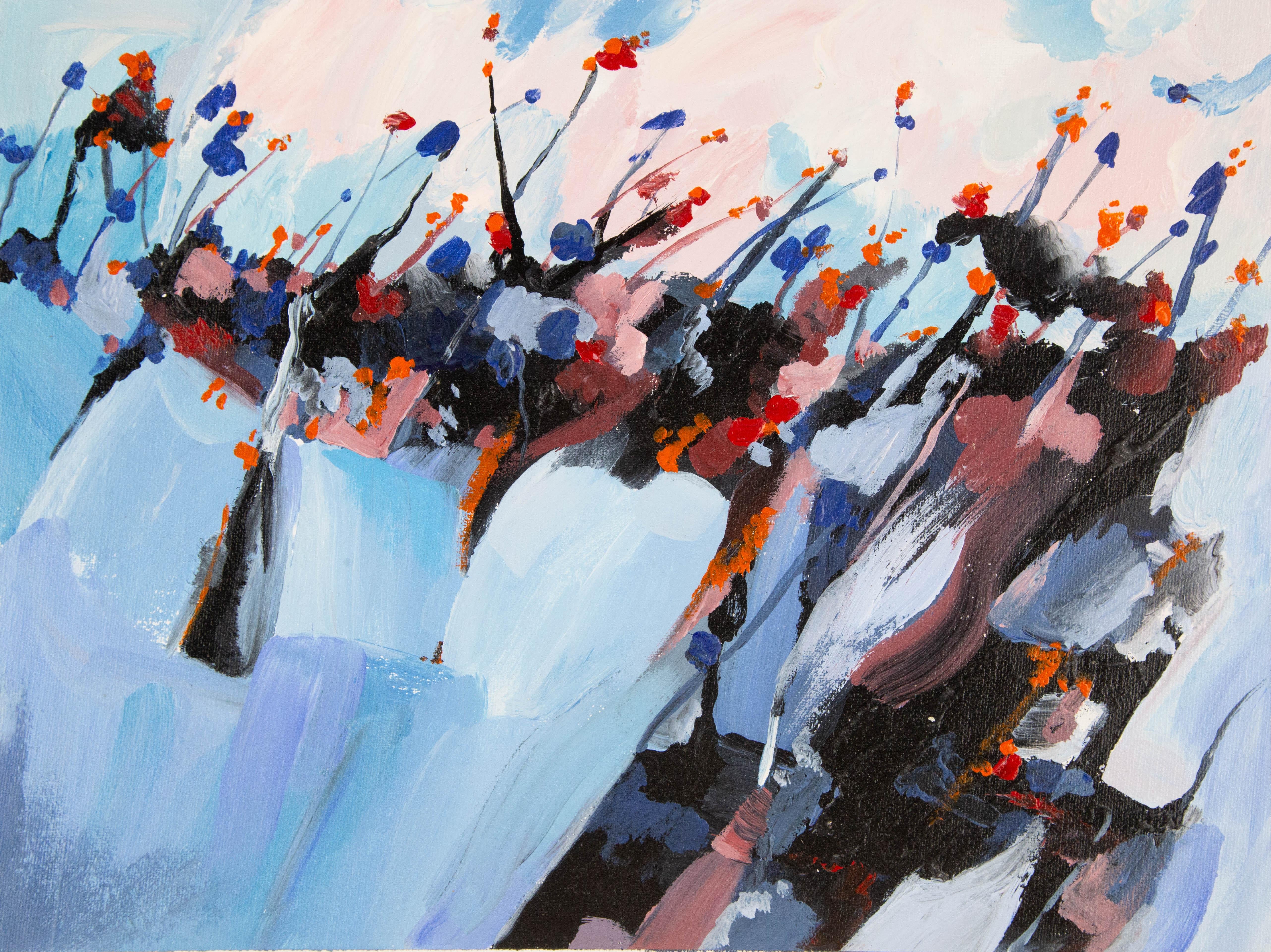 Liuhua Song Contemporary Original Acrylic On Canvas "World - Blue"