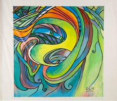 Liuhua Song Contemporary Original Acrylic Painting "Colorful World III"