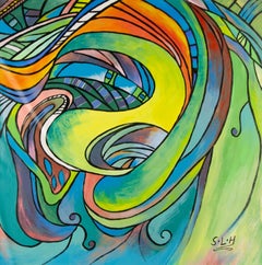 Liuhua Song Contemporary Original Acrylic Painting "Colorful World III"