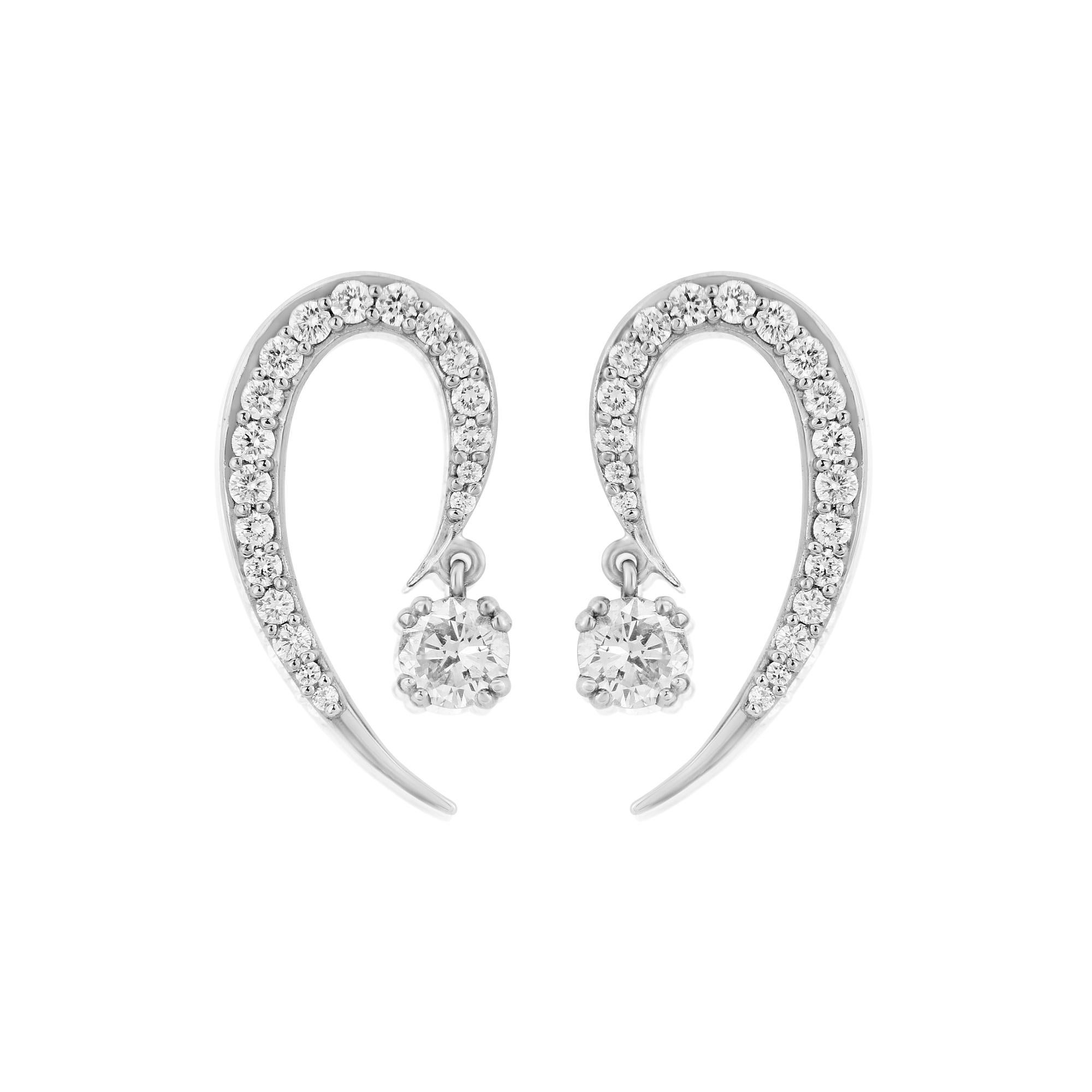 The stated price is the starting price for this piece.
Please don't hesitate to contact us to customise this design to your own specifications.

Earrings 
The fluid movement of the round diamond drops contrasts the dynamic abstract shape of these