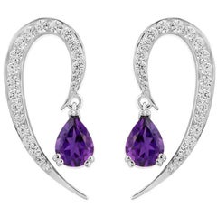 Liv Luttrell Full Curve White Gold and Diamond Amethysts Earrings