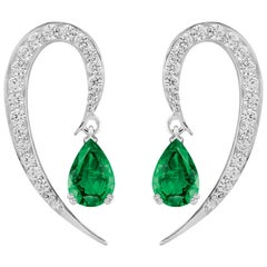 Liv Luttrell Full Curve White Gold and Diamond Emerald Earrings