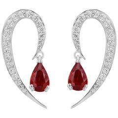 Liv Luttrell Full Curve White Gold and Diamond Ruby Earrings
