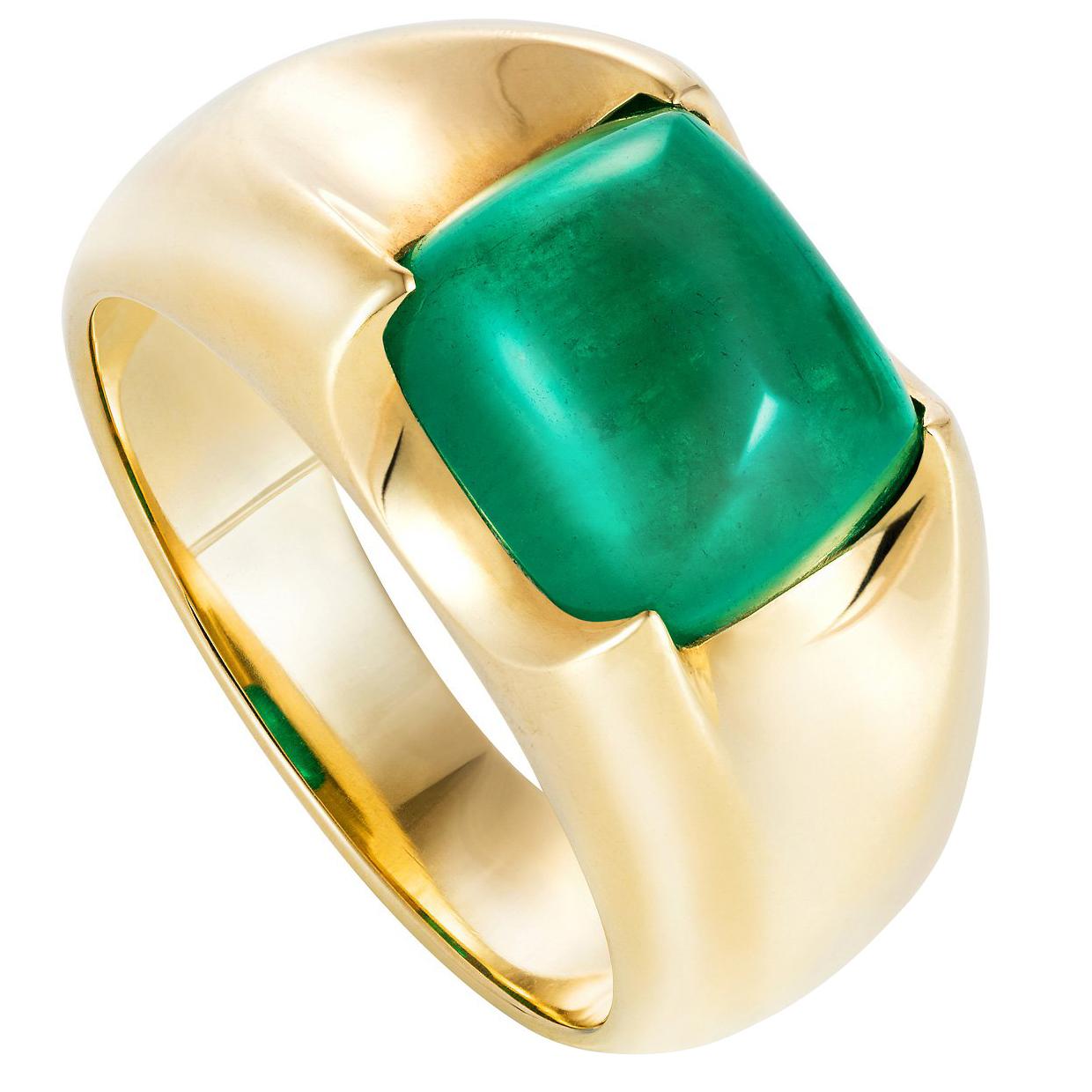 Liv Luttrell Spear Tip Claw Sugar Loaf Emerald Ring For Sale