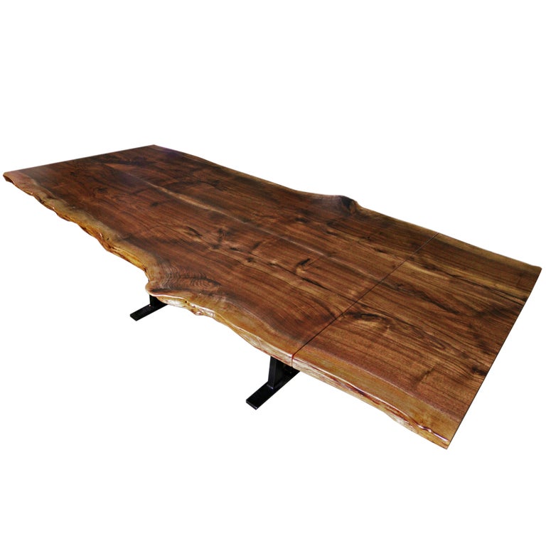 Live Edge, American Black Walnut Slab, Extending Dining Table with