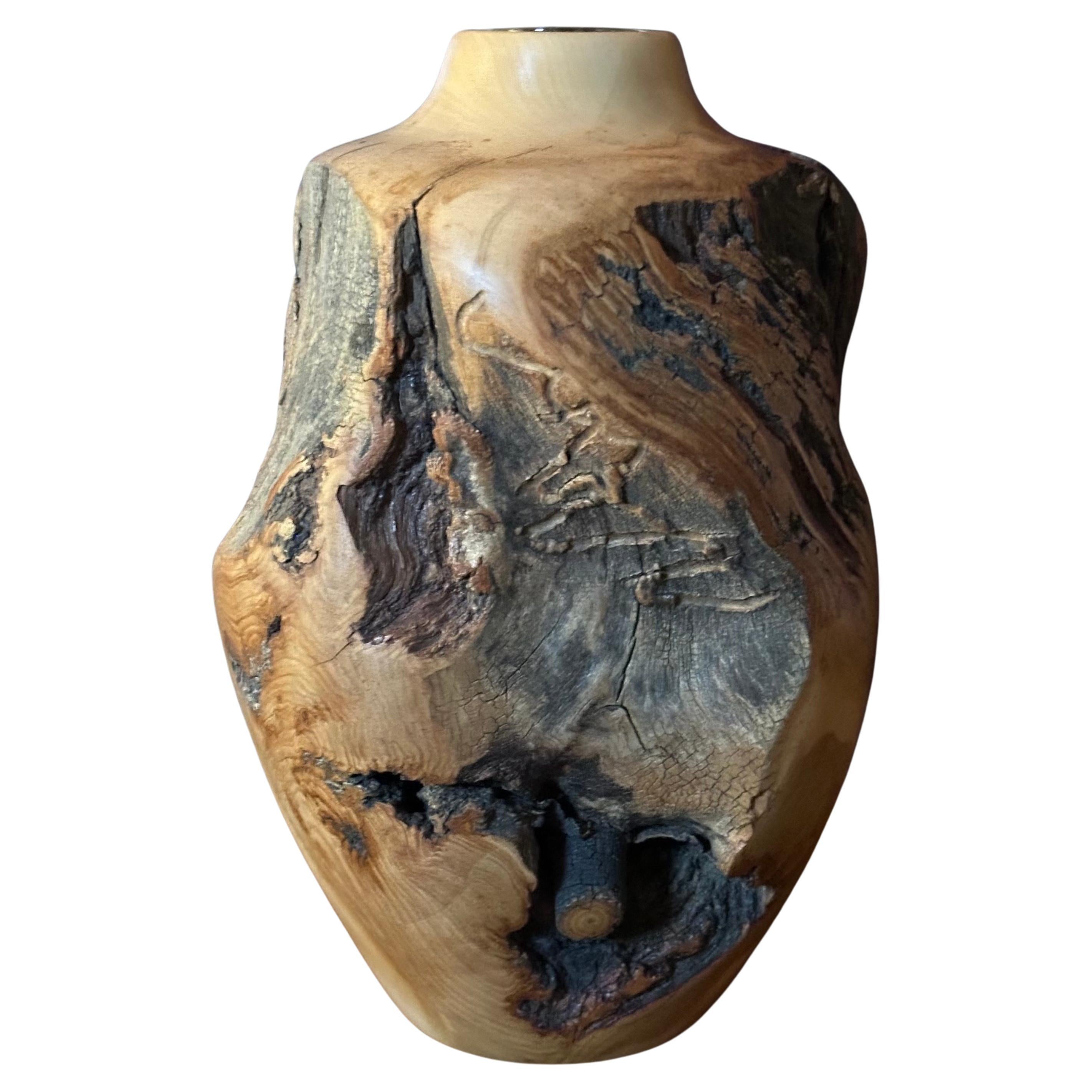 Organic Modern Live Edge Aspen Burl Wood Vase