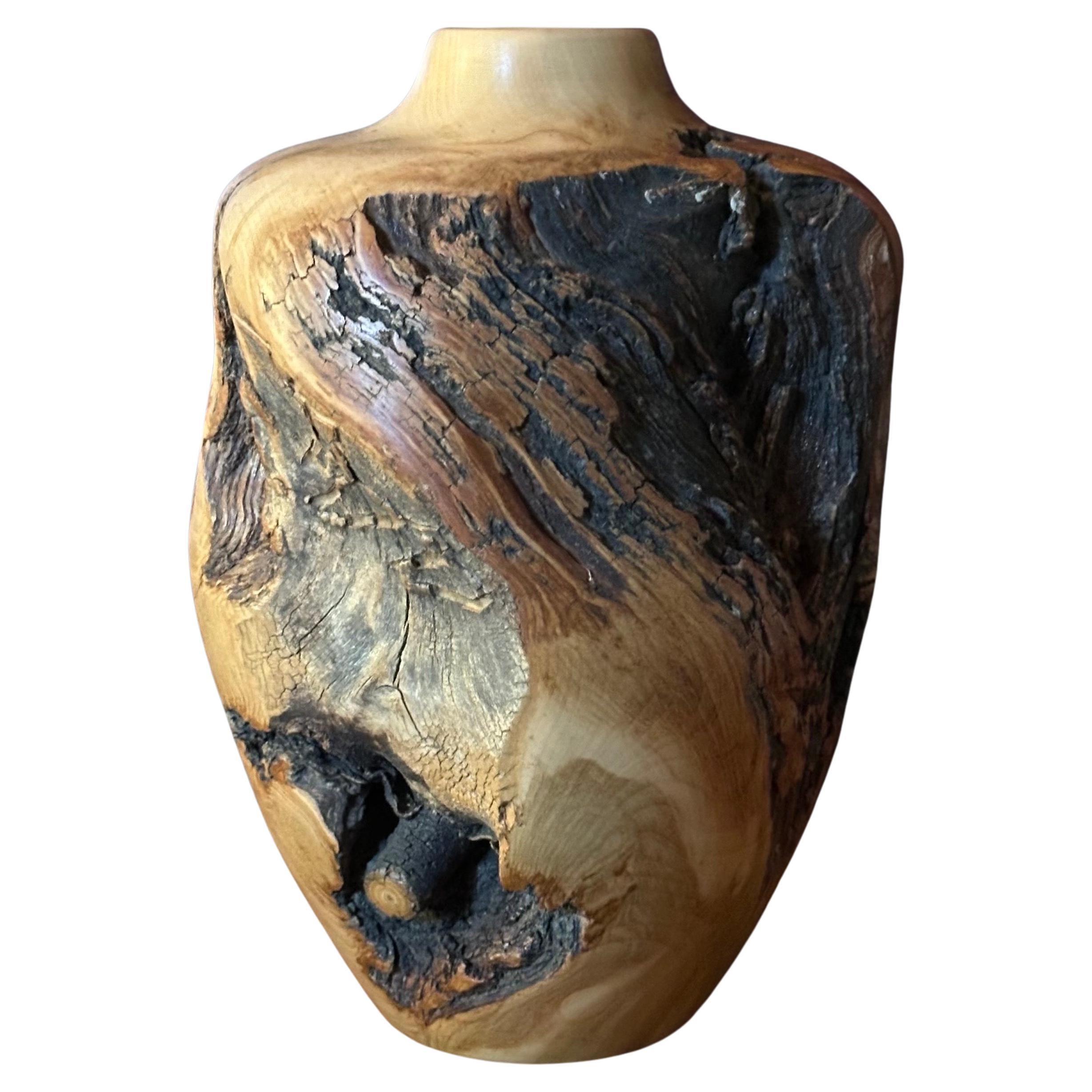 American Live Edge Aspen Burl Wood Vase