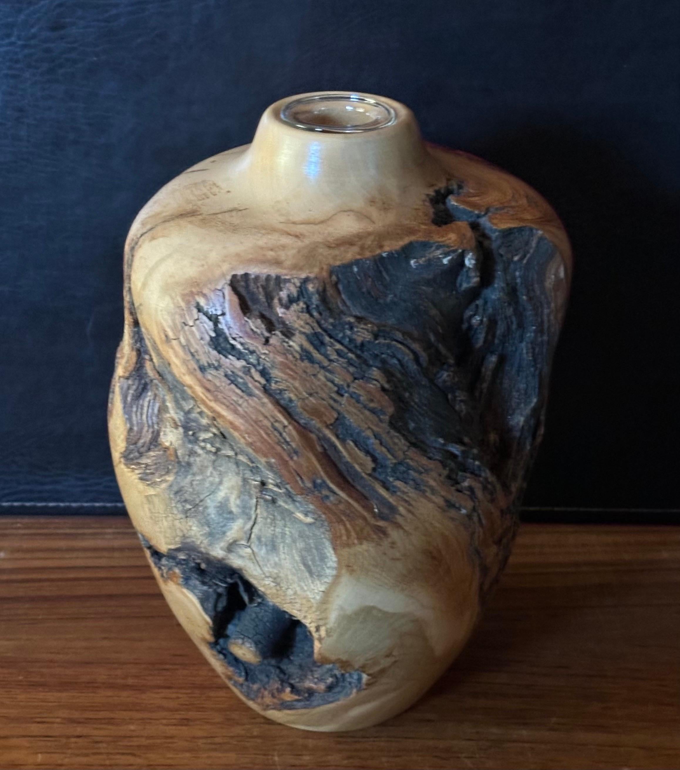 Contemporary Live Edge Aspen Burl Wood Vase