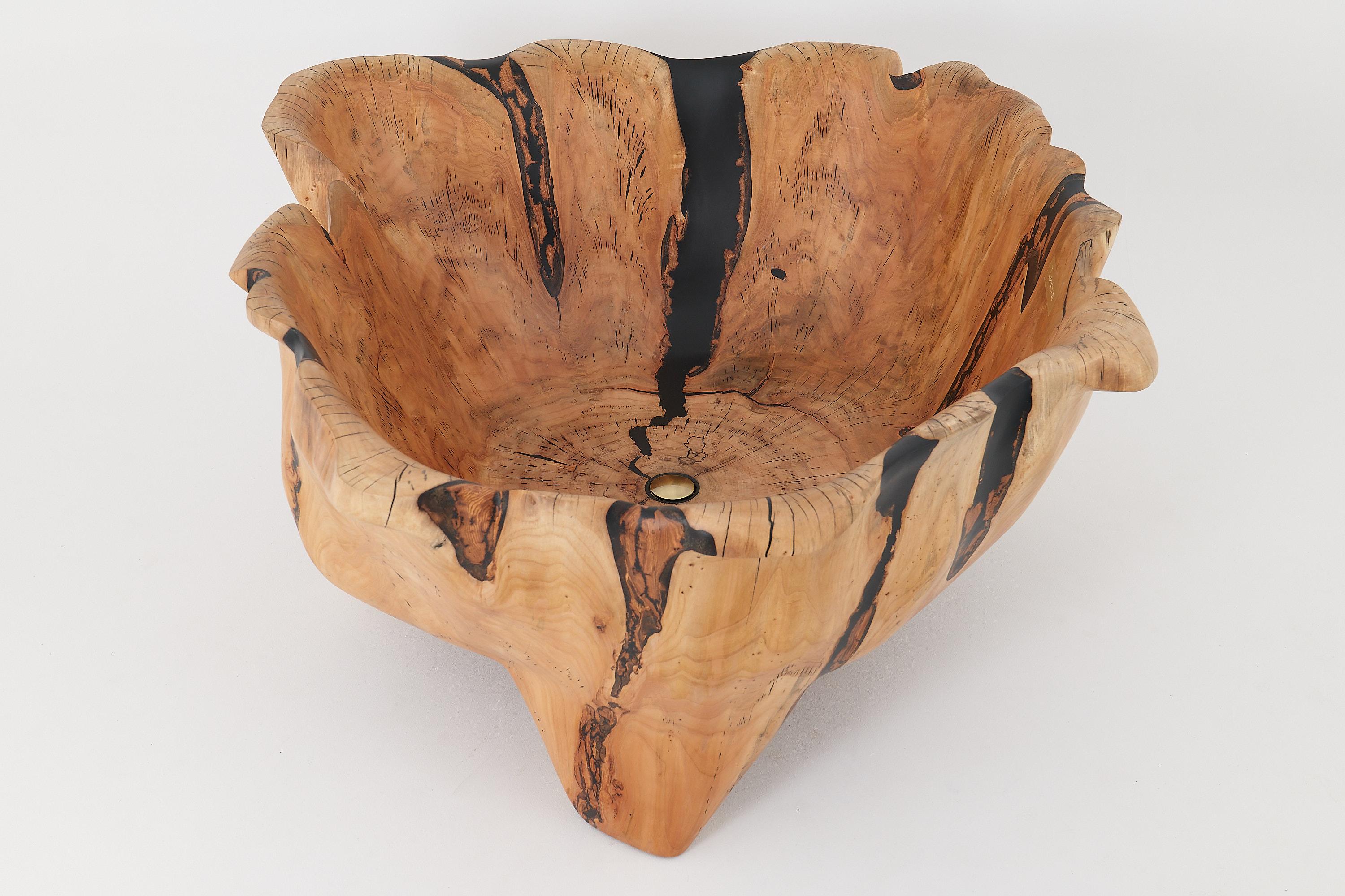 Live Edge Bathtub Carved from Single Piece of Wood, Fully Functional, Logniture For Sale 4