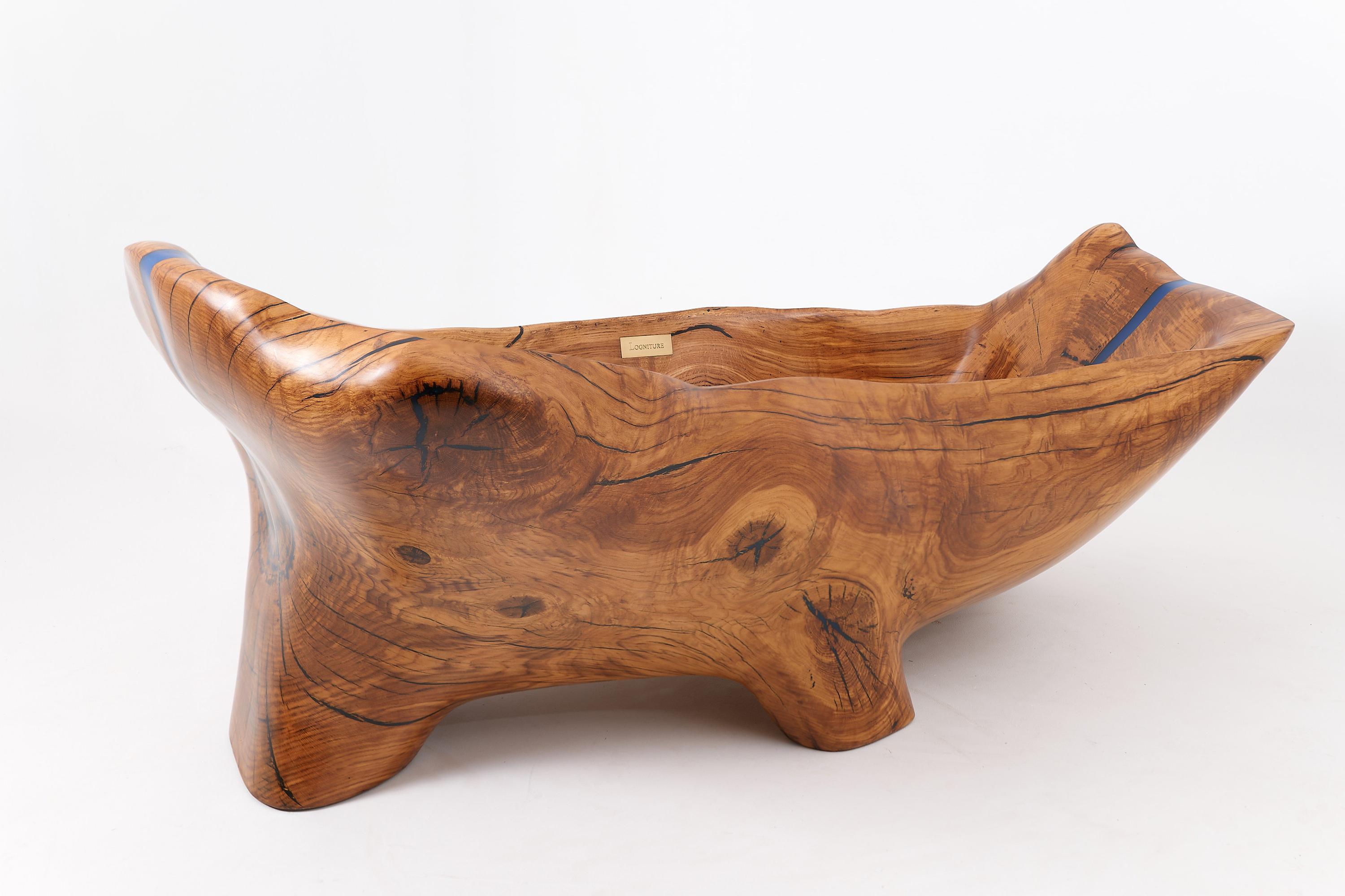 Live Edge Bathtub Carved from Single Piece of Wood, Fully Functional, Logniture For Sale 6