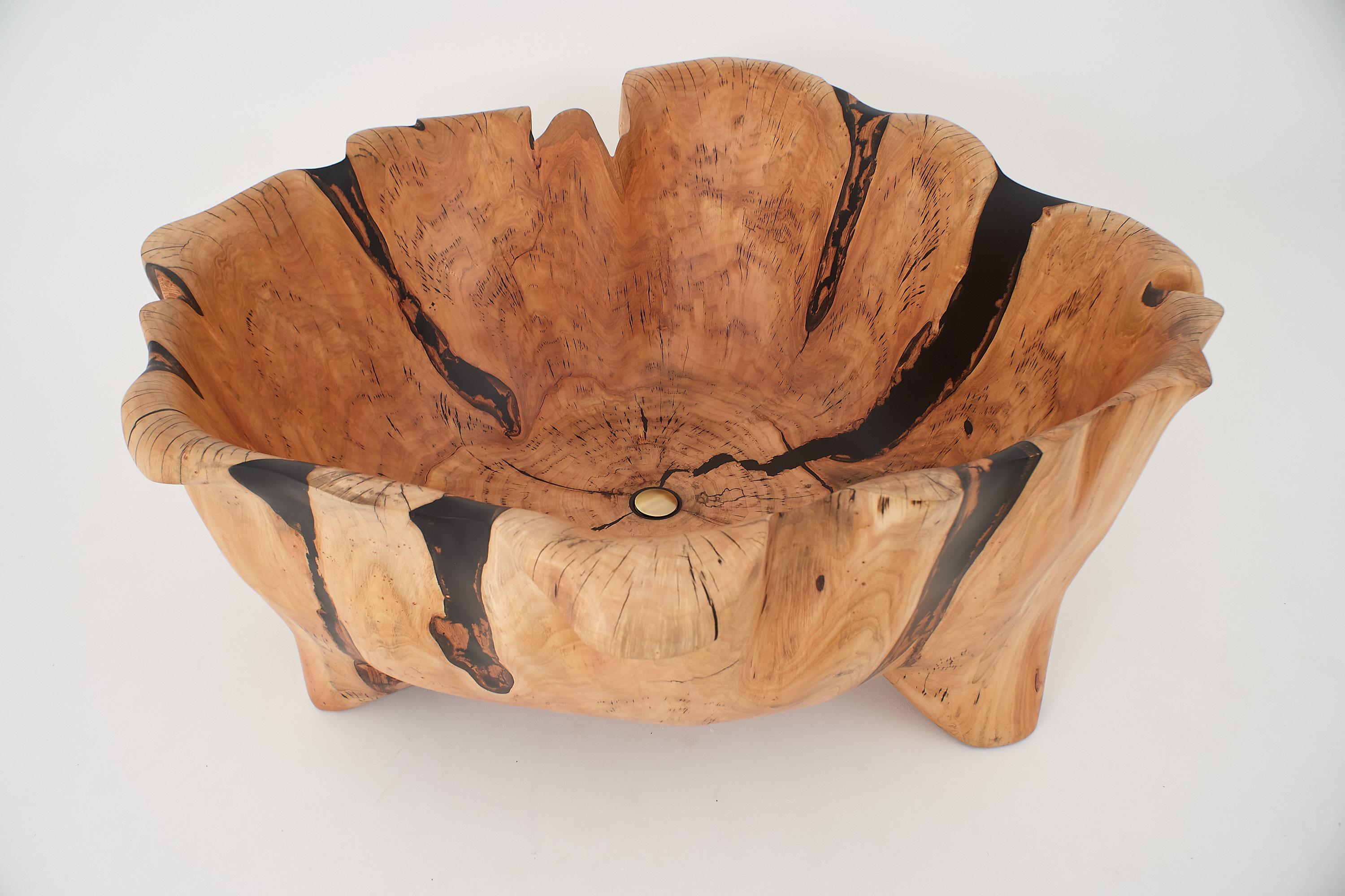 Live Edge Bathtub Carved from Single Piece of Wood, Fully Functional, Logniture For Sale 7