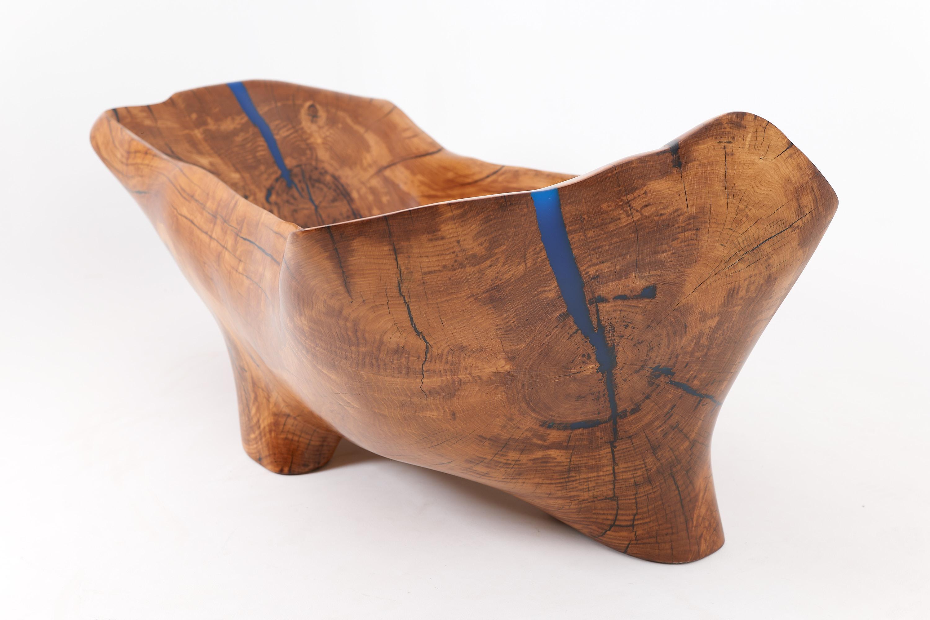 Live Edge Bathtub Carved from Single Piece of Wood, Fully Functional, Logniture For Sale 10