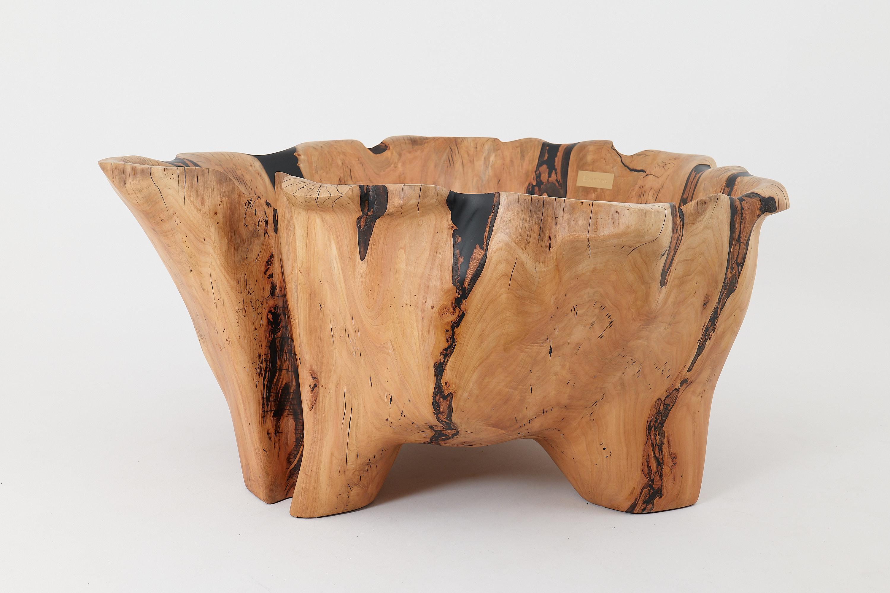Contemporary Live Edge Bathtub Carved from Single Piece of Wood, Fully Functional, Logniture For Sale