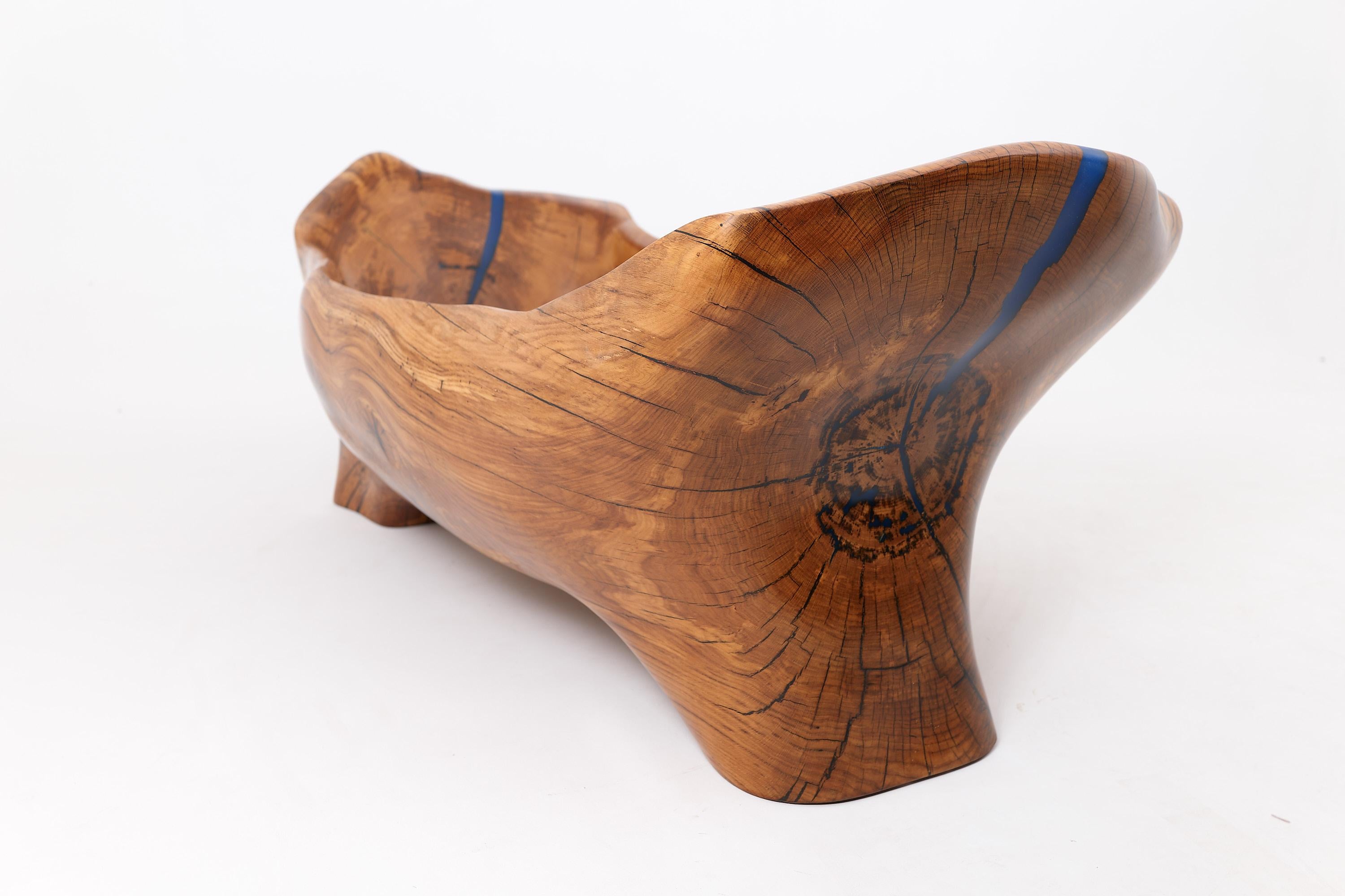 Contemporary Live Edge Bathtub Carved from Single Piece of Wood, Fully Functional, Logniture For Sale