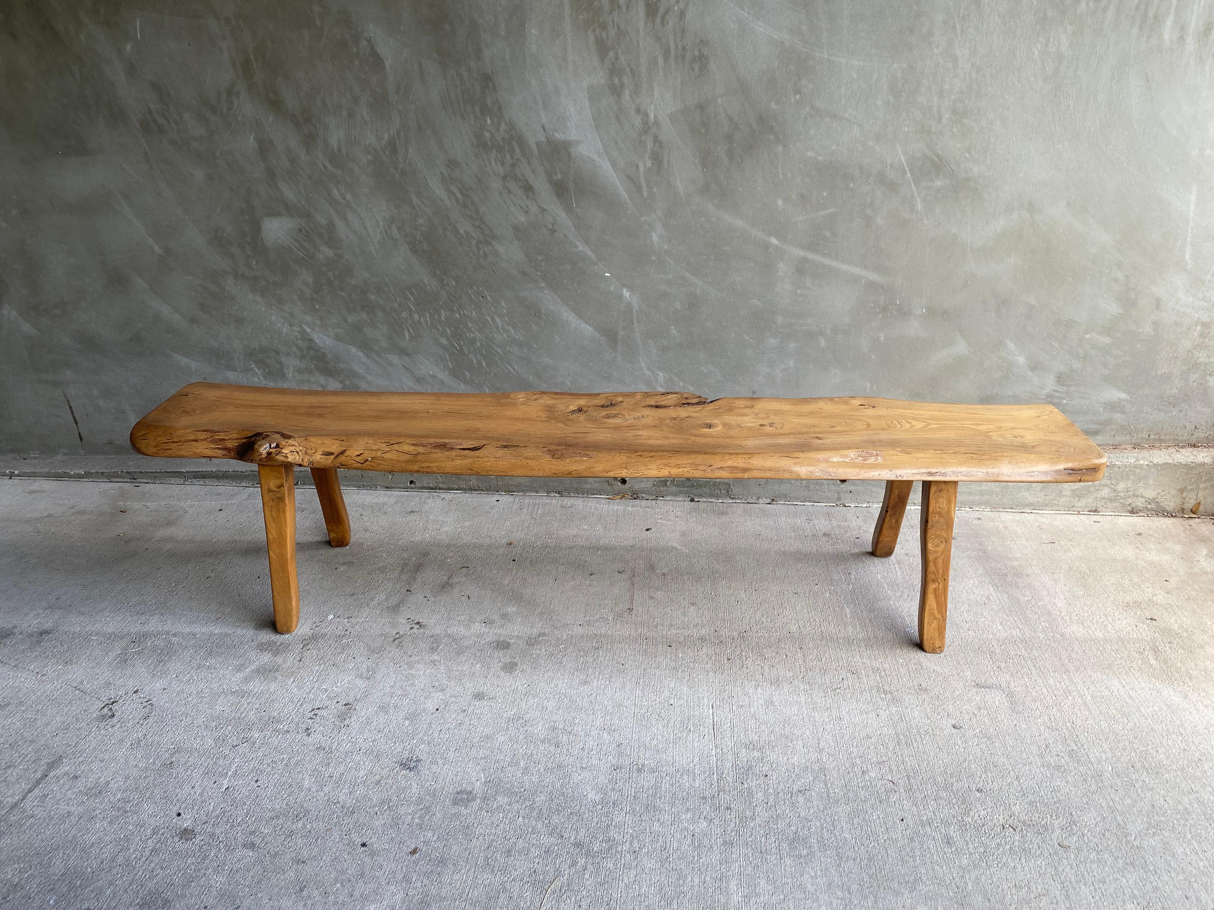 French Live Edge Bench, France, 1970's
