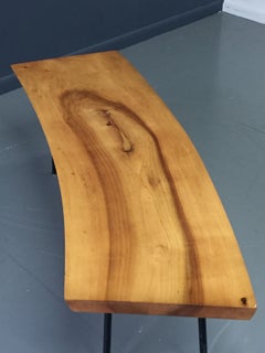 Live Edge Birch Bench or Coffee Table with Iron Legs from Germany Midcentury