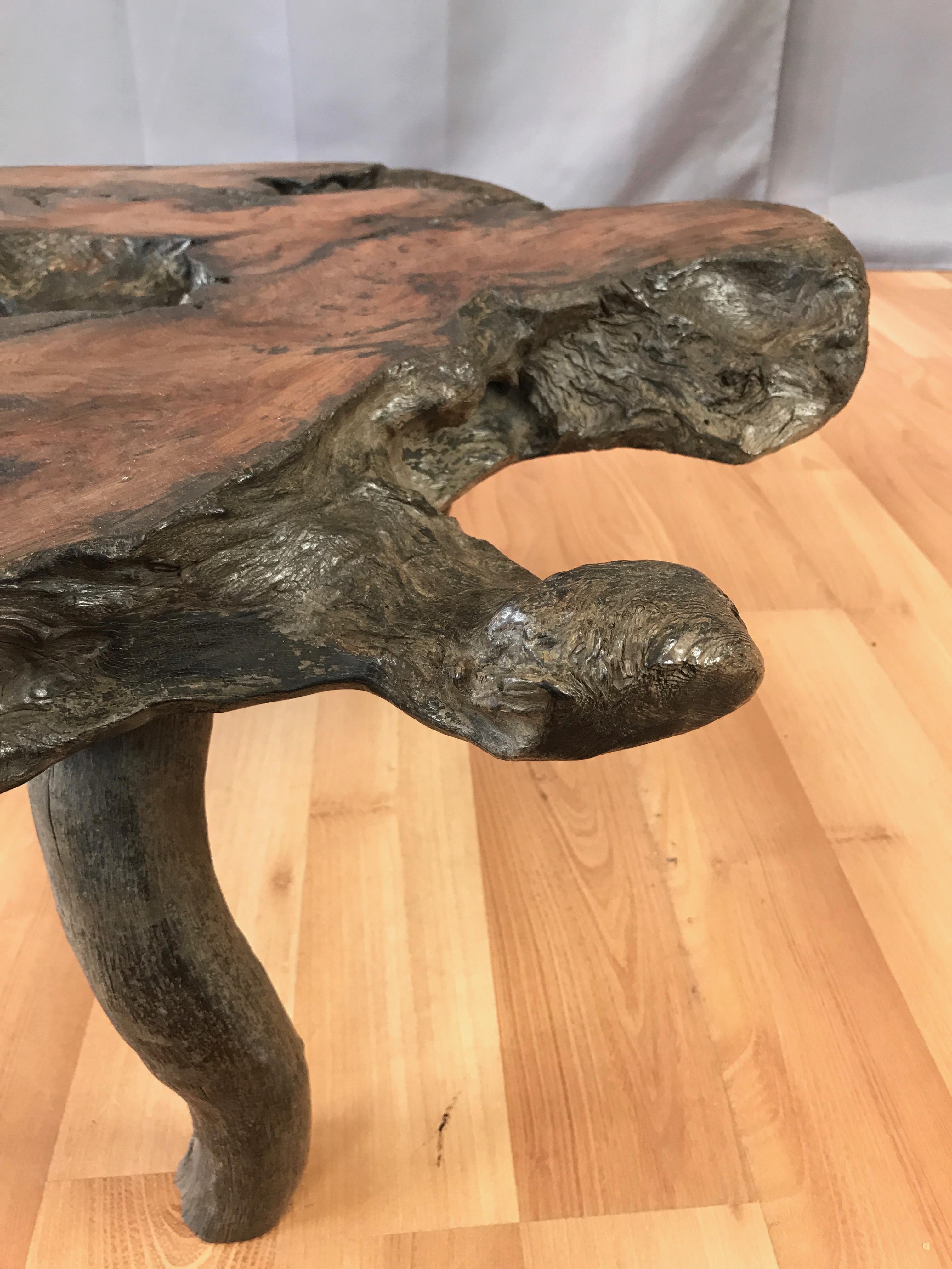 Live Edge Black Walnut Burl Coffee Table, 1960s 3