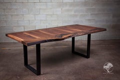 Black Walnut Dining Table live edge ''La Transversé'' on Steel