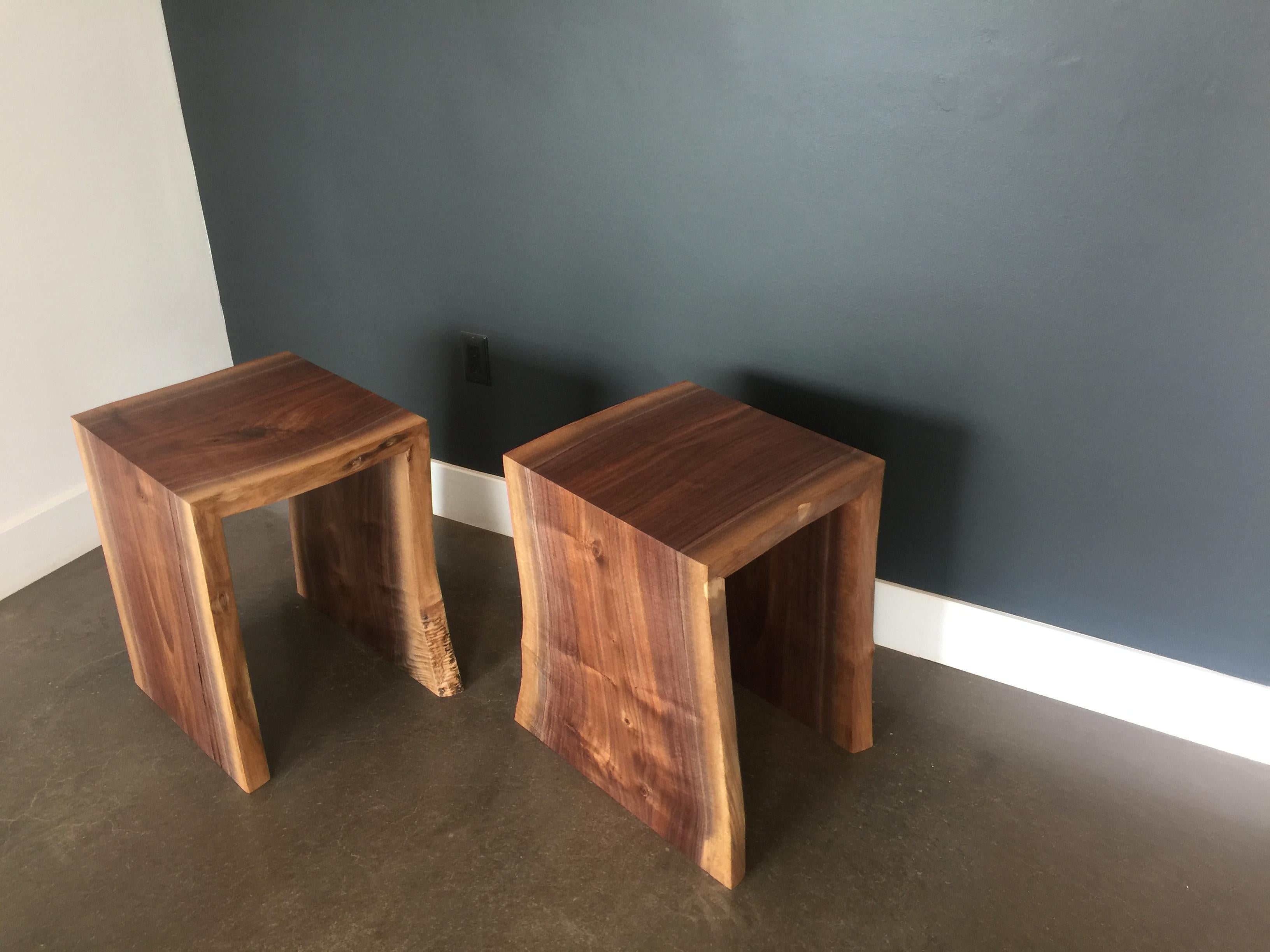 Stained Black Walnut End Table live edge For Sale