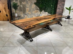 Live Edge Black Walnut Epoxy Resin Dining & Conference Room Table
