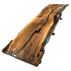 Live Edge Black Walnut Epoxy Resin Dining & Conference Room Table