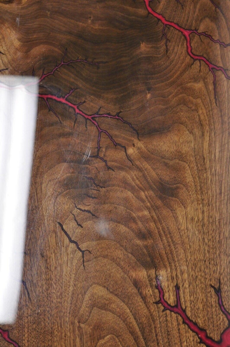 Live Edge Black Walnut Surfboard Coffee Table Red Resin Lacquer Hairpin