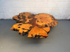 Live Edge Burl Wood Coffee Table with Glitter Epoxy