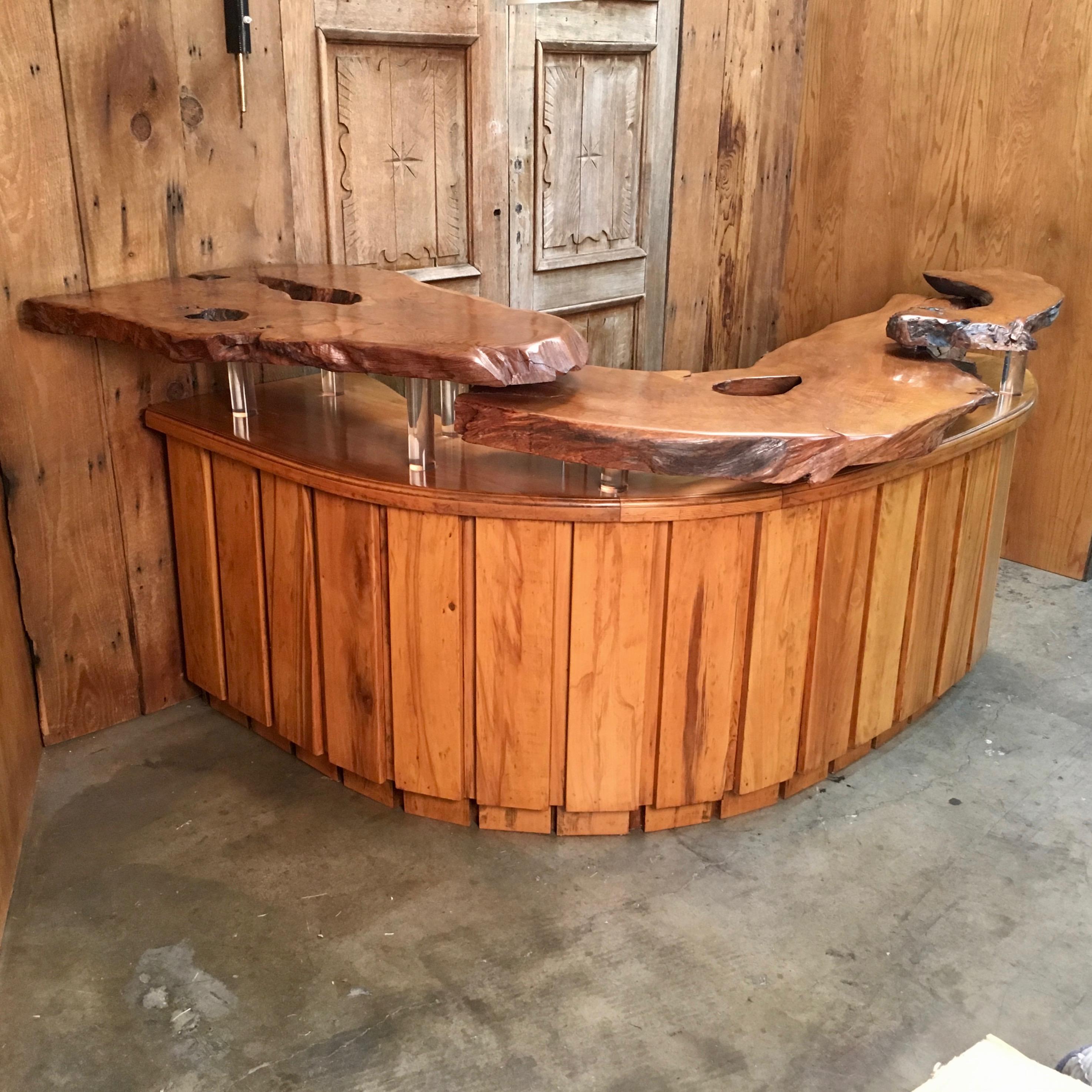 Live Edge Burl Wood Curved Bar 3