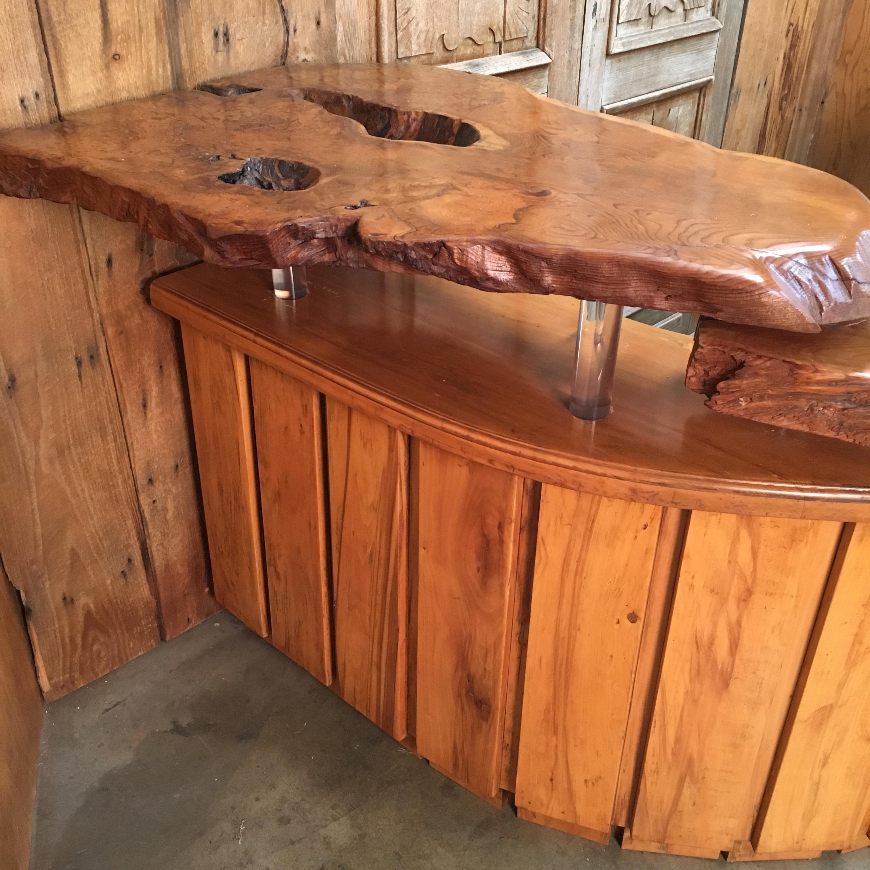 Live Edge Burl Wood Curved Bar 4