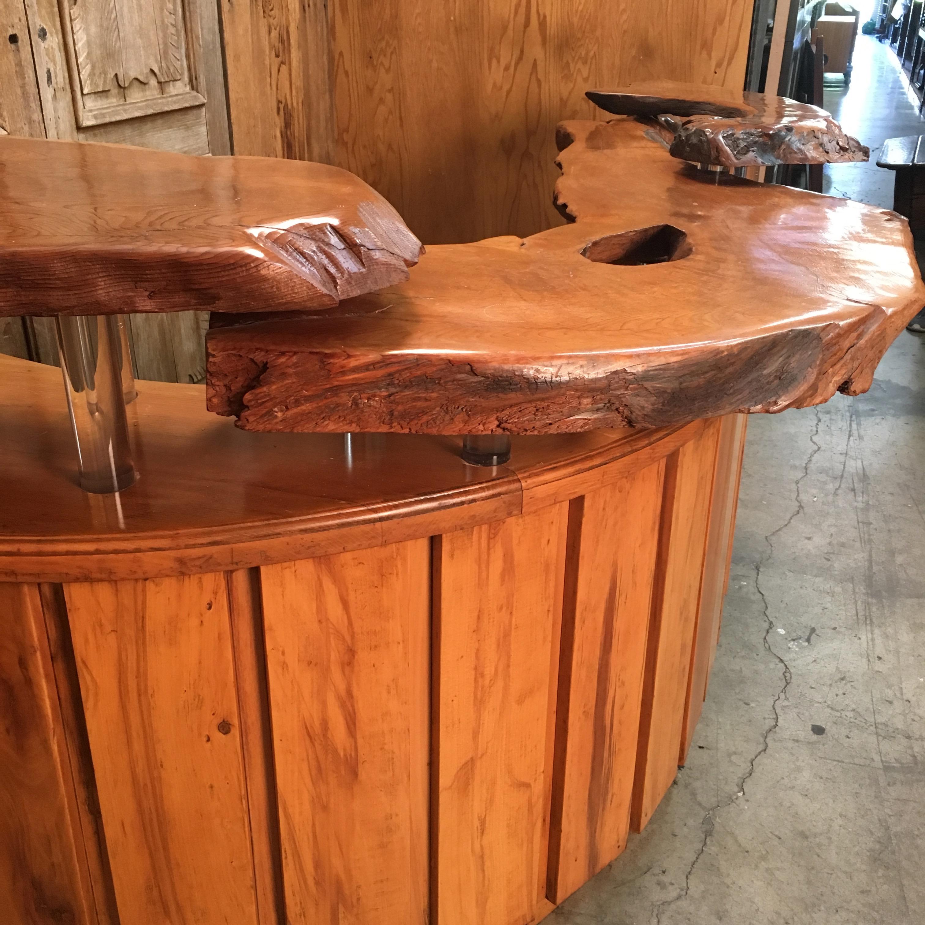 Live Edge Burl Wood Curved Bar 5